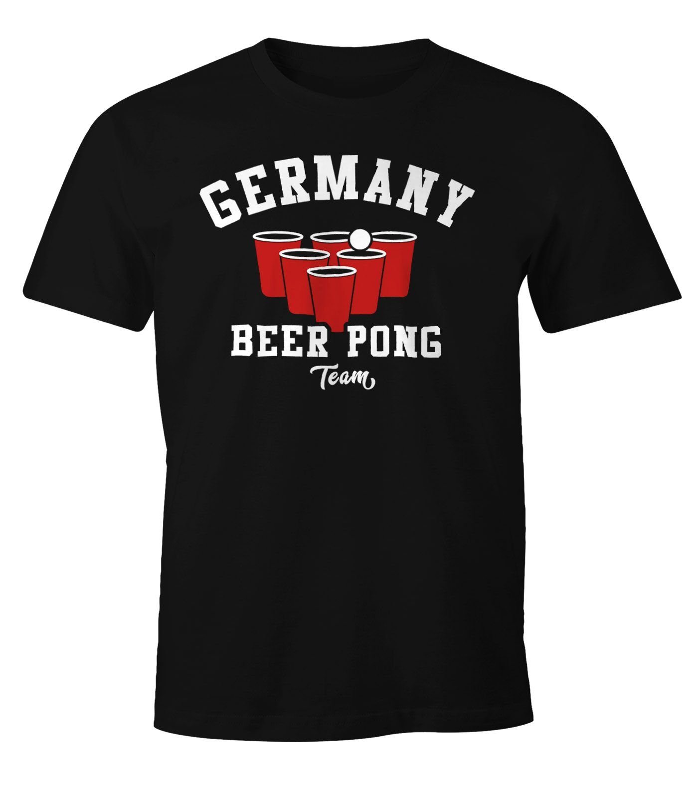 Bier Team Beer Herren MoonWorks Print-Shirt schwarz Print Pong T-Shirt Germany Moonworks® mit Fun-Shirt