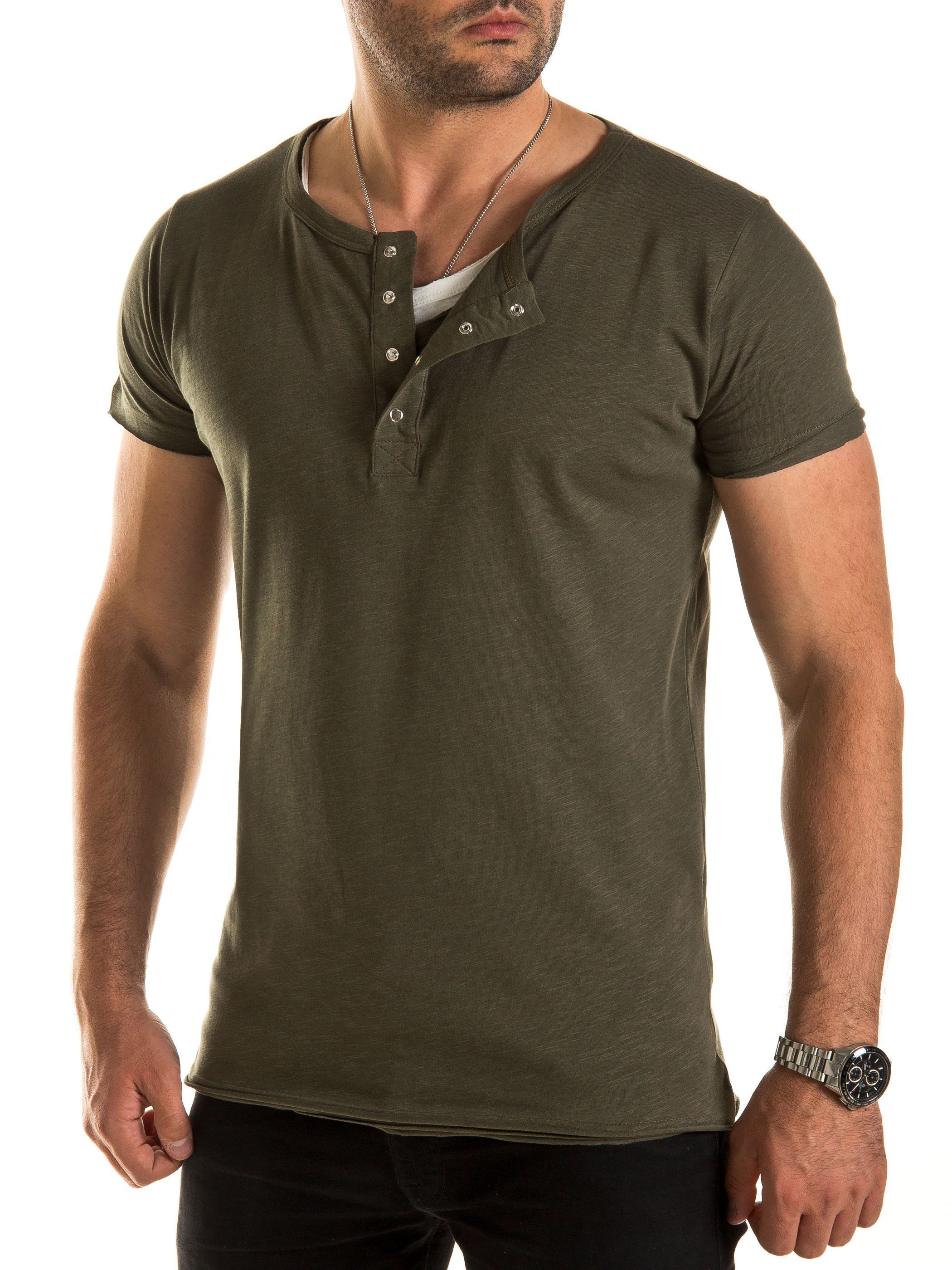 WOTEGA T-Shirt V-Neck Double Layer T-Shirt Pete (Packung) V-Neck Double Layer T-Shirt Pete Grau (grape leaf 190511)