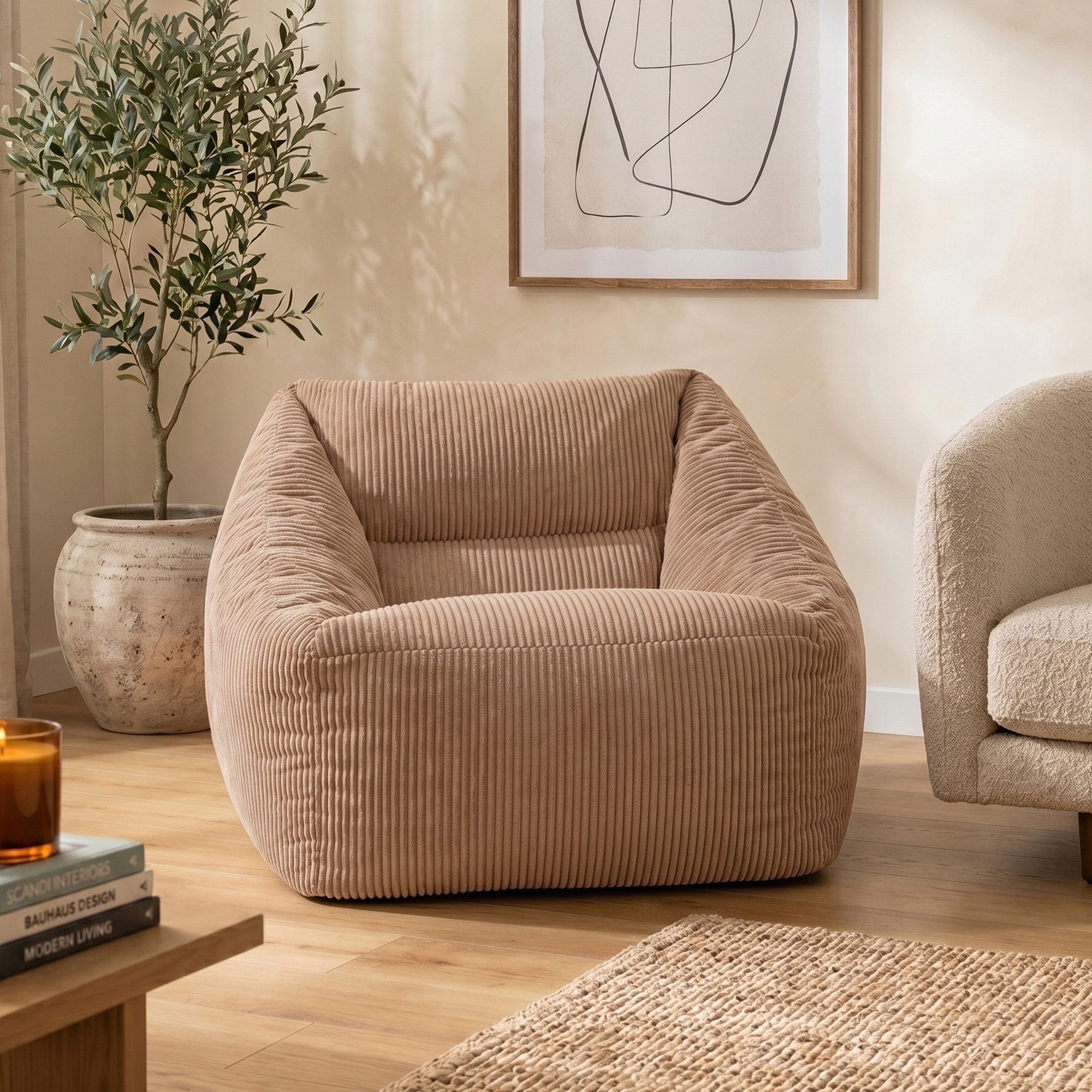 icon Sitzsack Riesen Sessel aus Cord Flauschig „Natalia", Sitzsack XXL, Made in Germany, für Erwachsene & Kinder, für Wohnzimmer – Bild 2 von 5