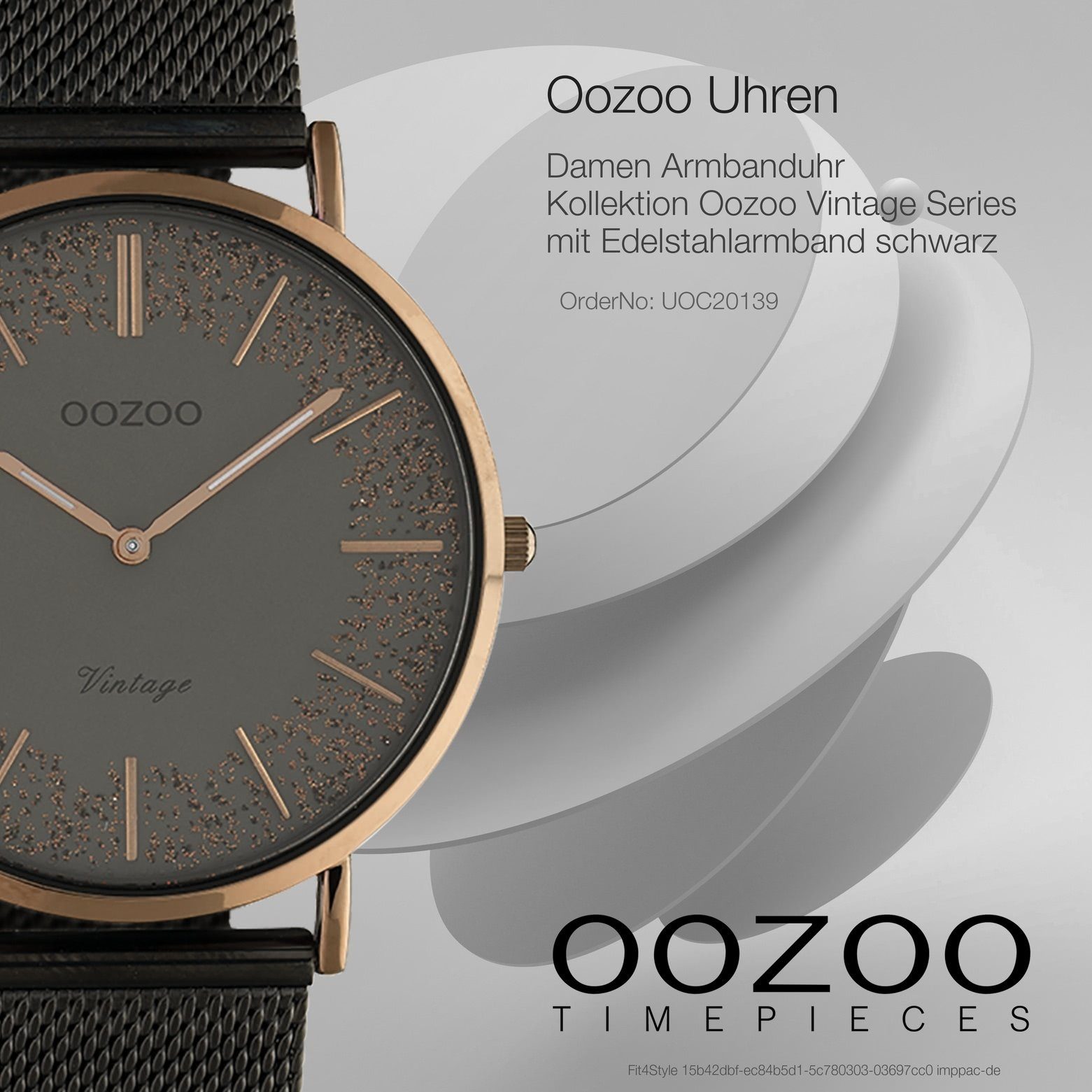 Armbanduhr schwarz Edelstahlarmband, Oozoo Analog, (ca. groß 40mm) Damen Quarzuhr rund, OOZOO Damenuhr Casual-Style