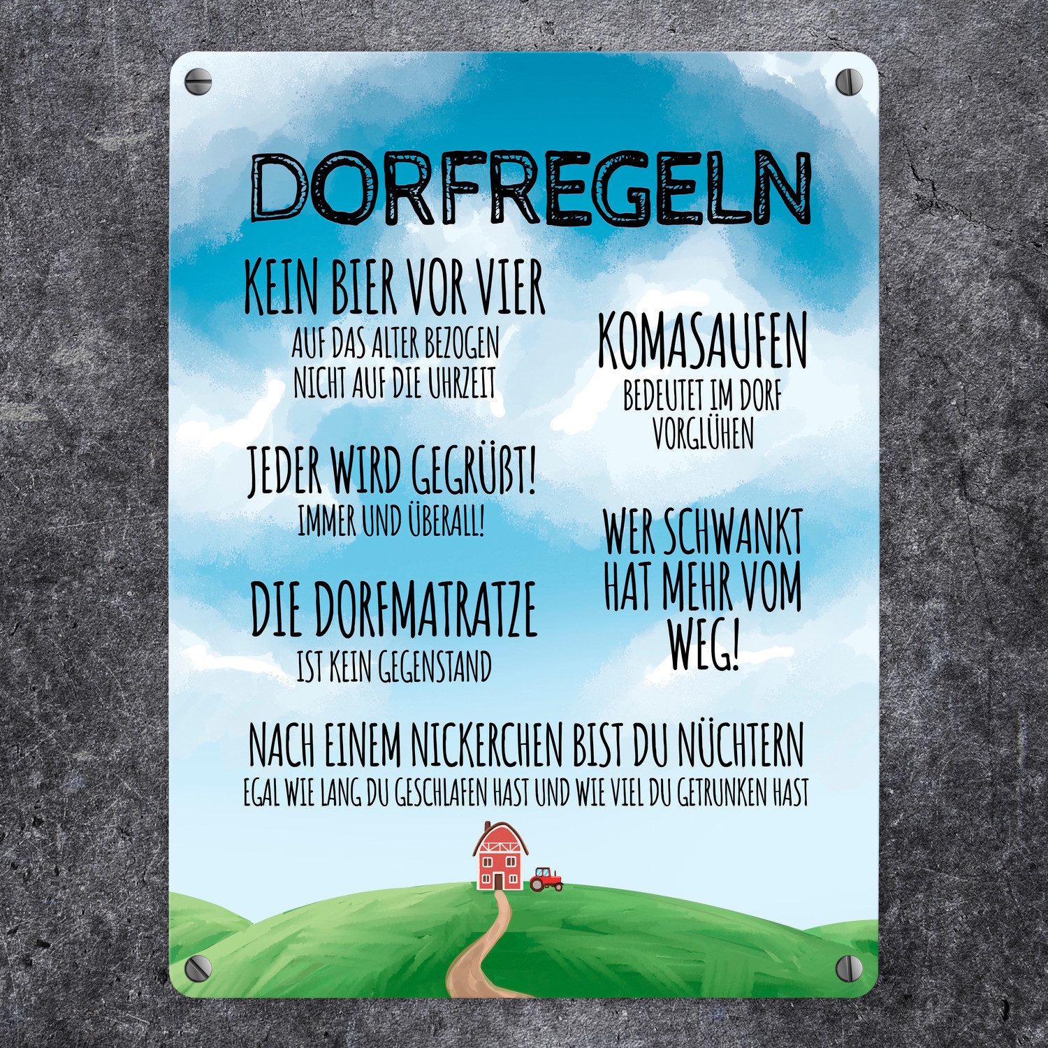 speecheese Metallschild Dorfregeln für Dorfkinder Metallschild in 15x20 cm günstig online kaufen