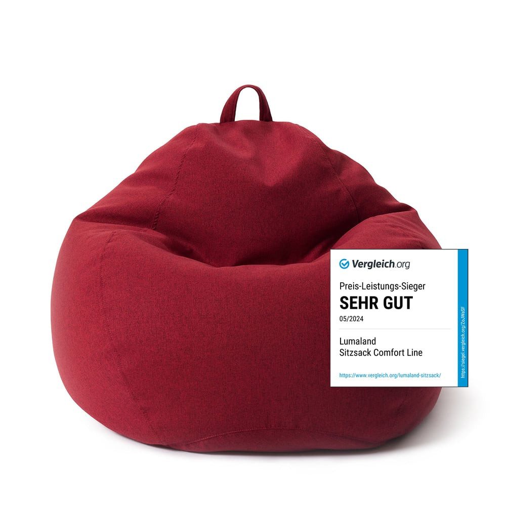 Lumaland Sitzsack Comfort Line, Indoor Beanbag 90x110x50cm mit 1,9 Mio. EPS-Perlen, Weiches Bodenkissen,  Sessel für Kinder & Erwachsene, 250L Volumen