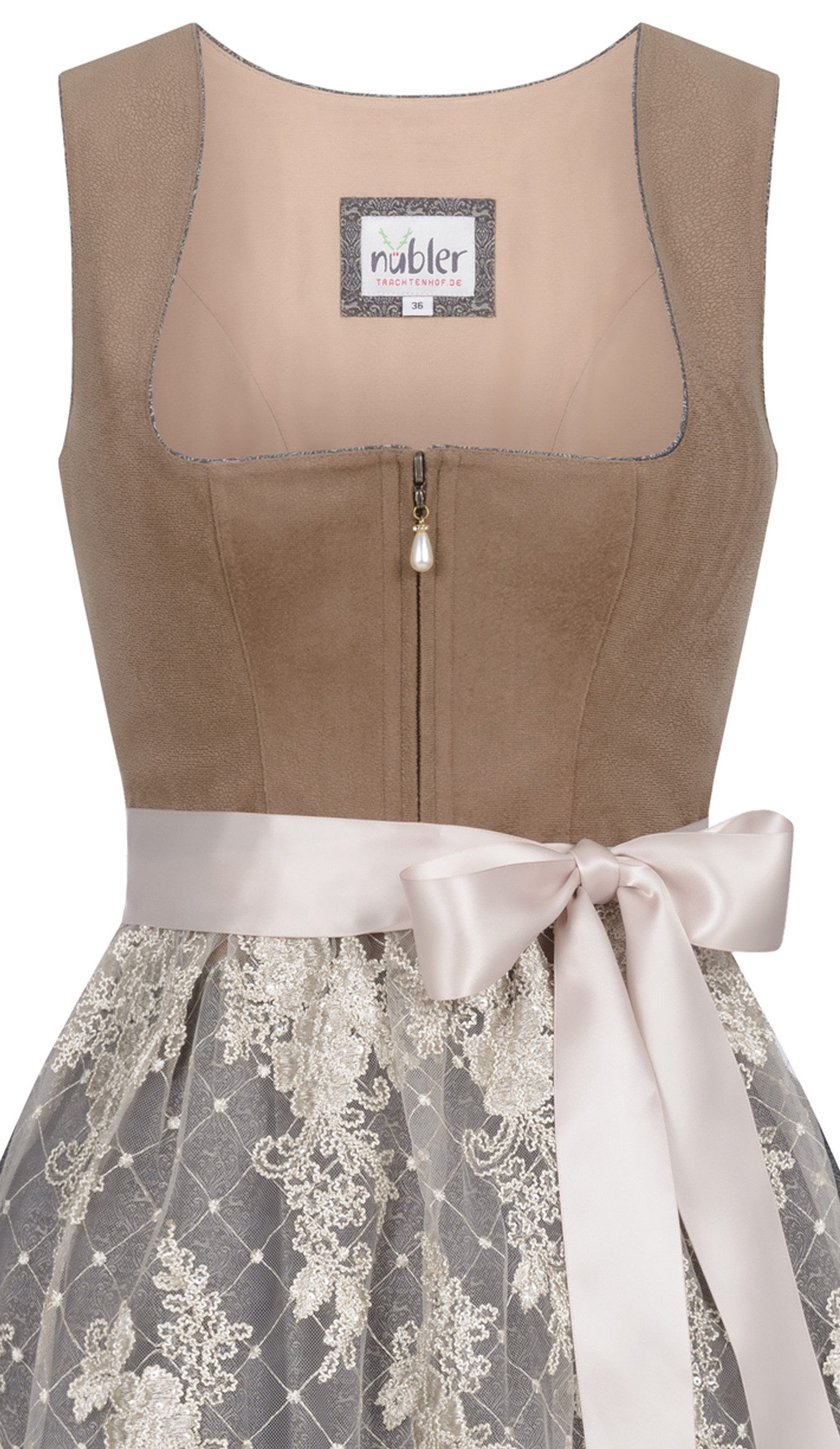 Nübler Trachtenkleid Midi Dirndl Geelke in Braun von Nübler - Rocklänge 65 cm