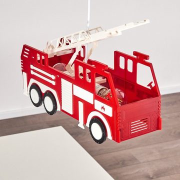 hofstein Pendelleuchte »Molare« rotes Feuerwehrauto als Hängelampe aus Kunststoff, ohne Leuchtmittel, 2xE27 max. 13 Watt, Feuerwehr Hängeleuchte, auch