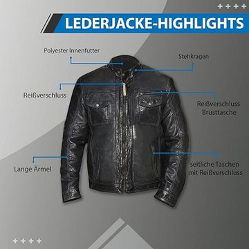 German Wear Lederjacke Trend 513J Lederjacke Jacke aus Lamm Nappa Leder Schwarz