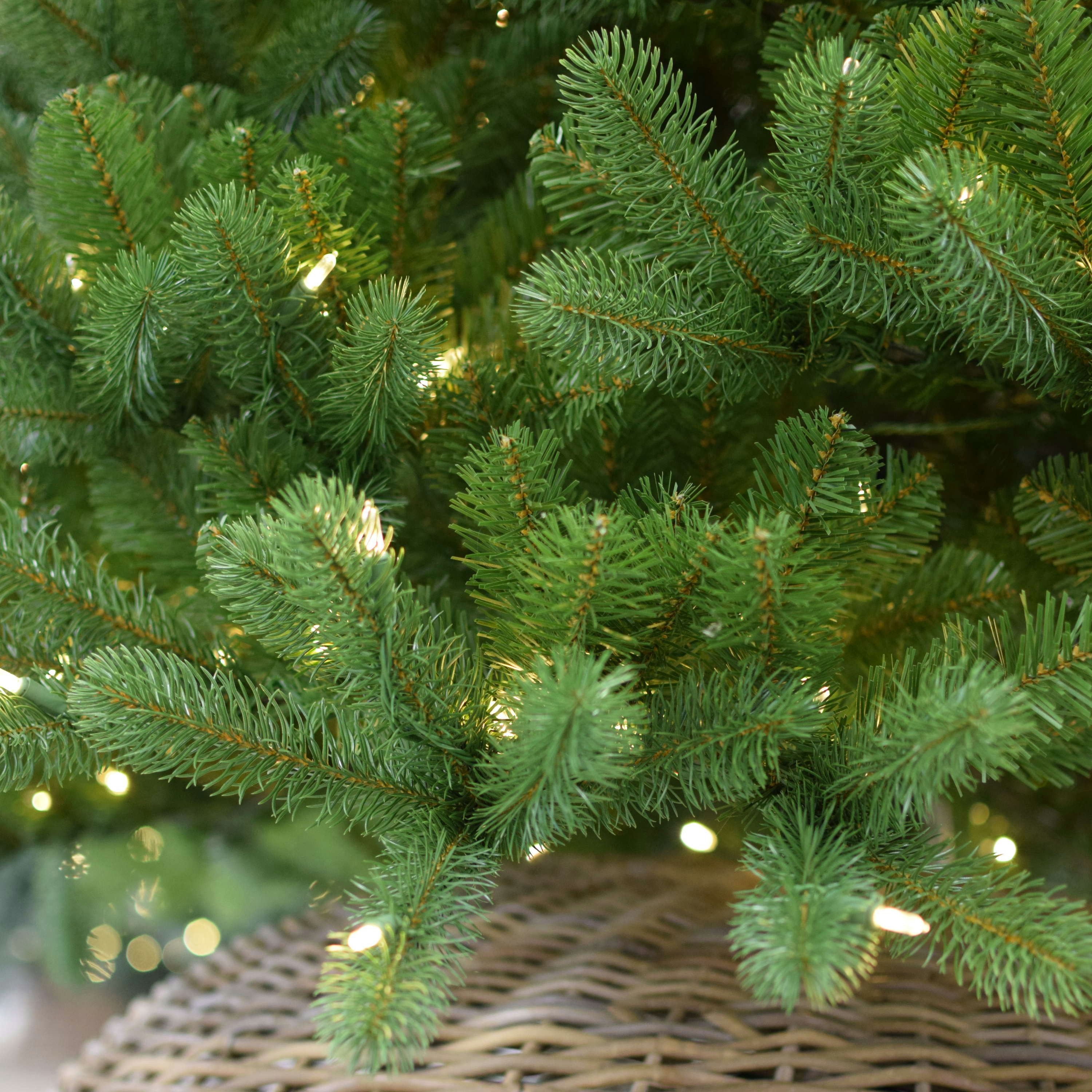 artplants Weihnachtsbaumdecke Weihnachtsbaumkorb Jericho aus Rattan, grau-braun, 21cm, Ø87cm