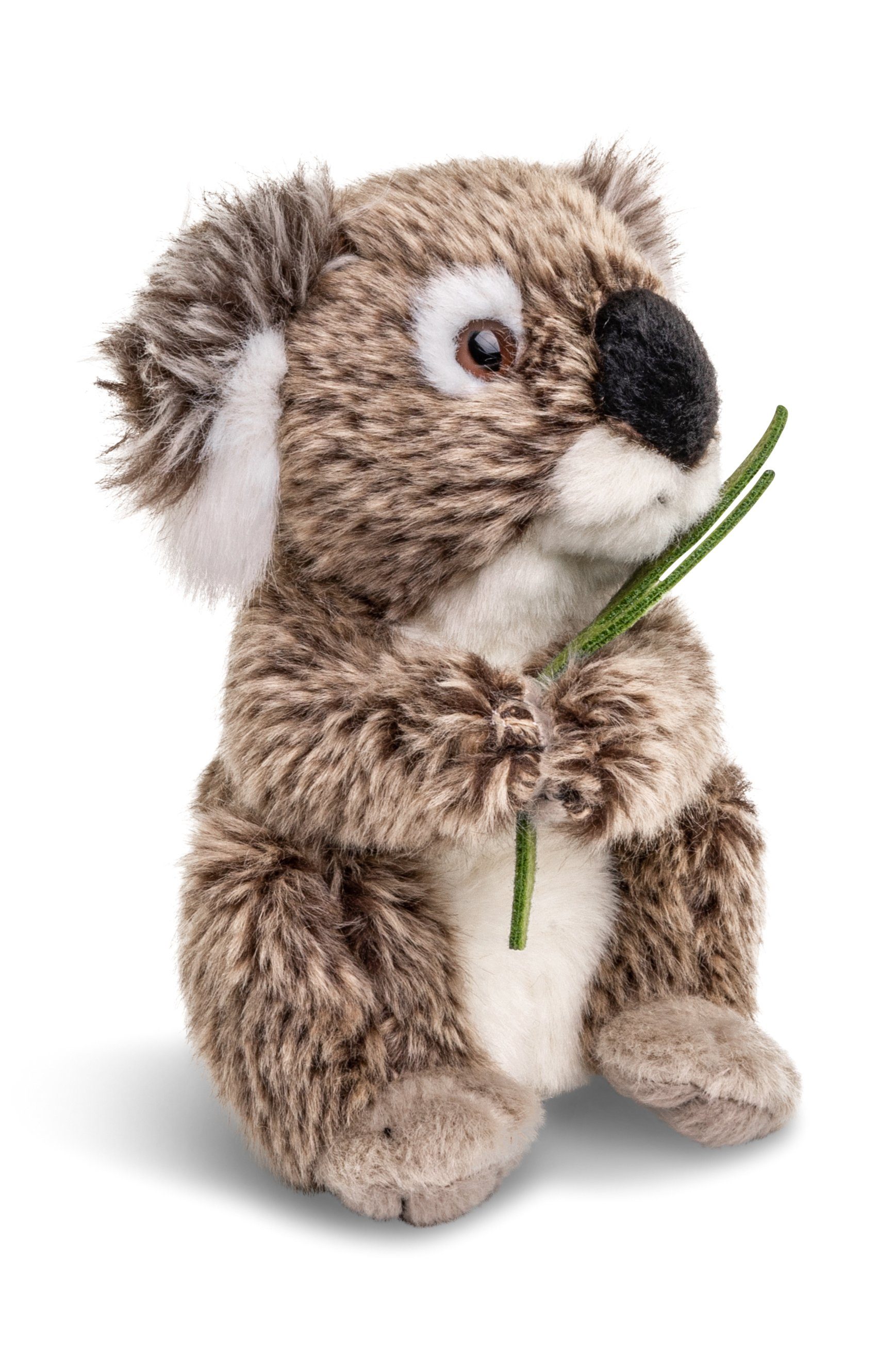 Uni-Toys Kuscheltier Koala mit Blatt, sitzend - 16 cm (Höhe) - Plüsch-Bär - Plüschtier, zu 100 % recyceltes Füllmaterial