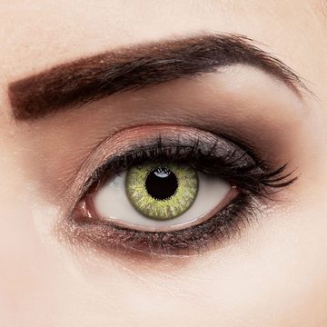 aricona Farblinsen Farbige Kontaktlinsen grün farbige hellgrüne Jahreslinsen, ohne Stärke, 2 Stück