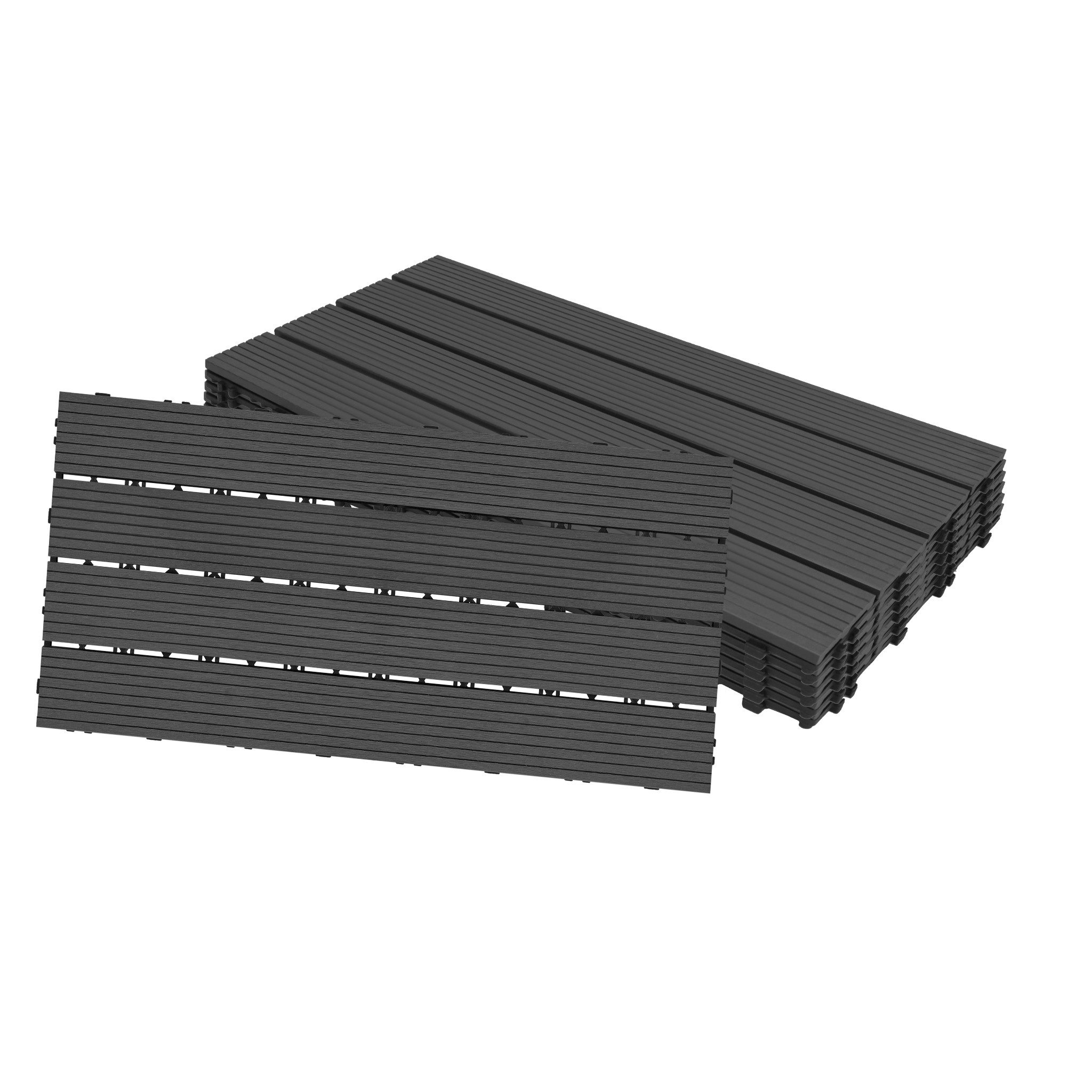 FIVMEN Terrassendielen WPC Terrassenfliesen Kunststoff Bodenfliese Gartenfliesen, (Packung, 6-St., 30x60cm Filterbares Wasser Premium Fliese Terrassendielen für Balkon), Holzoptik mit klicksystem