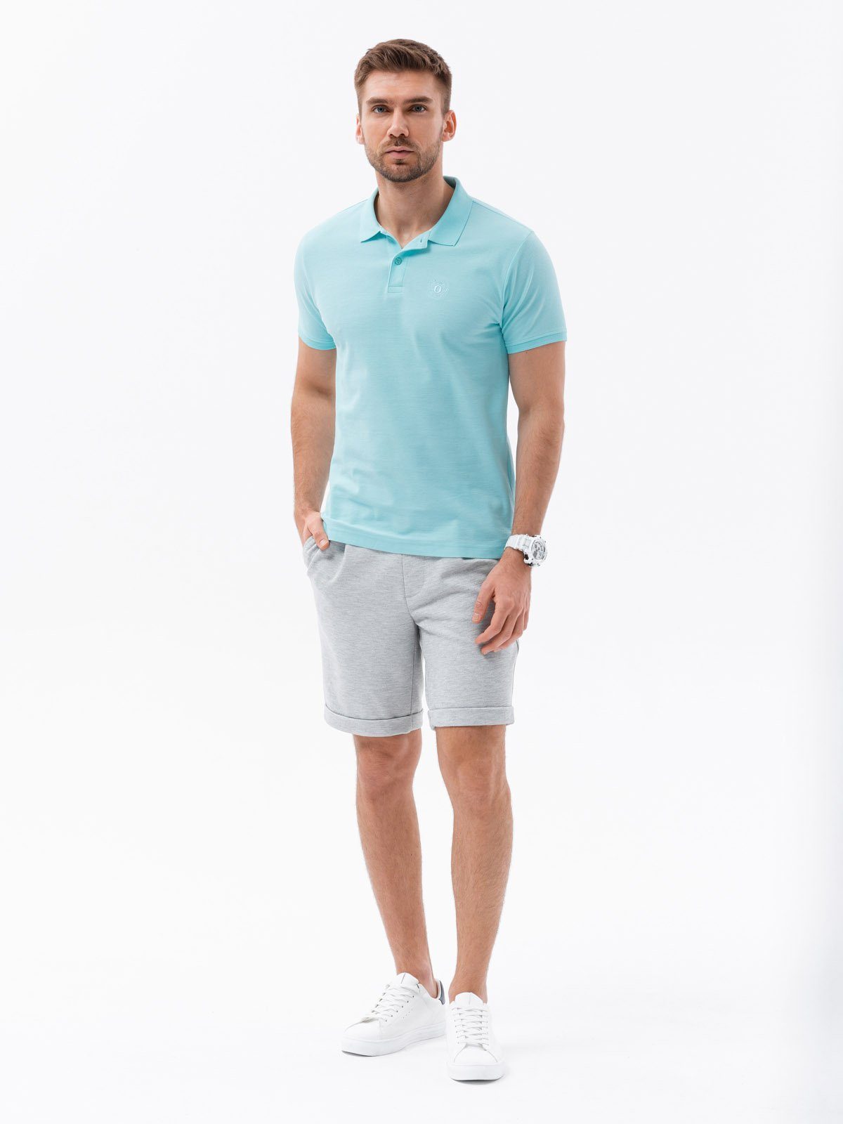 OMBRE Poloshirt Ombre Poloshirt aus Piqué-Strick für Herren - mint V18 S1374 XL