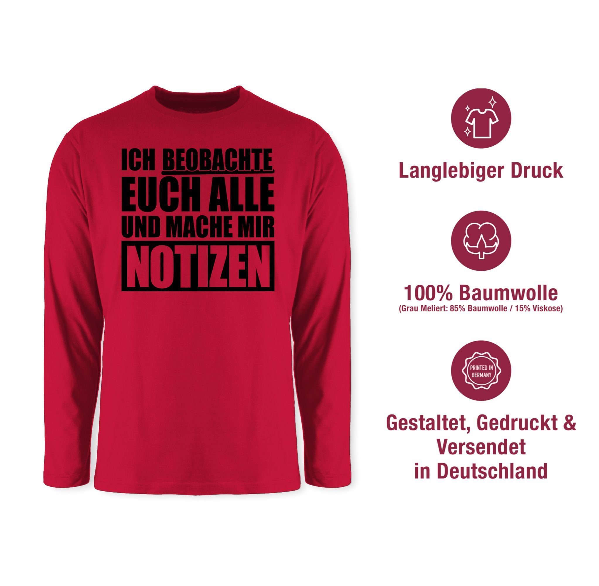 Shirtracer Rundhalsshirt Ich beobachte euch alle - schwarz Zubehör Rot 2 Festival