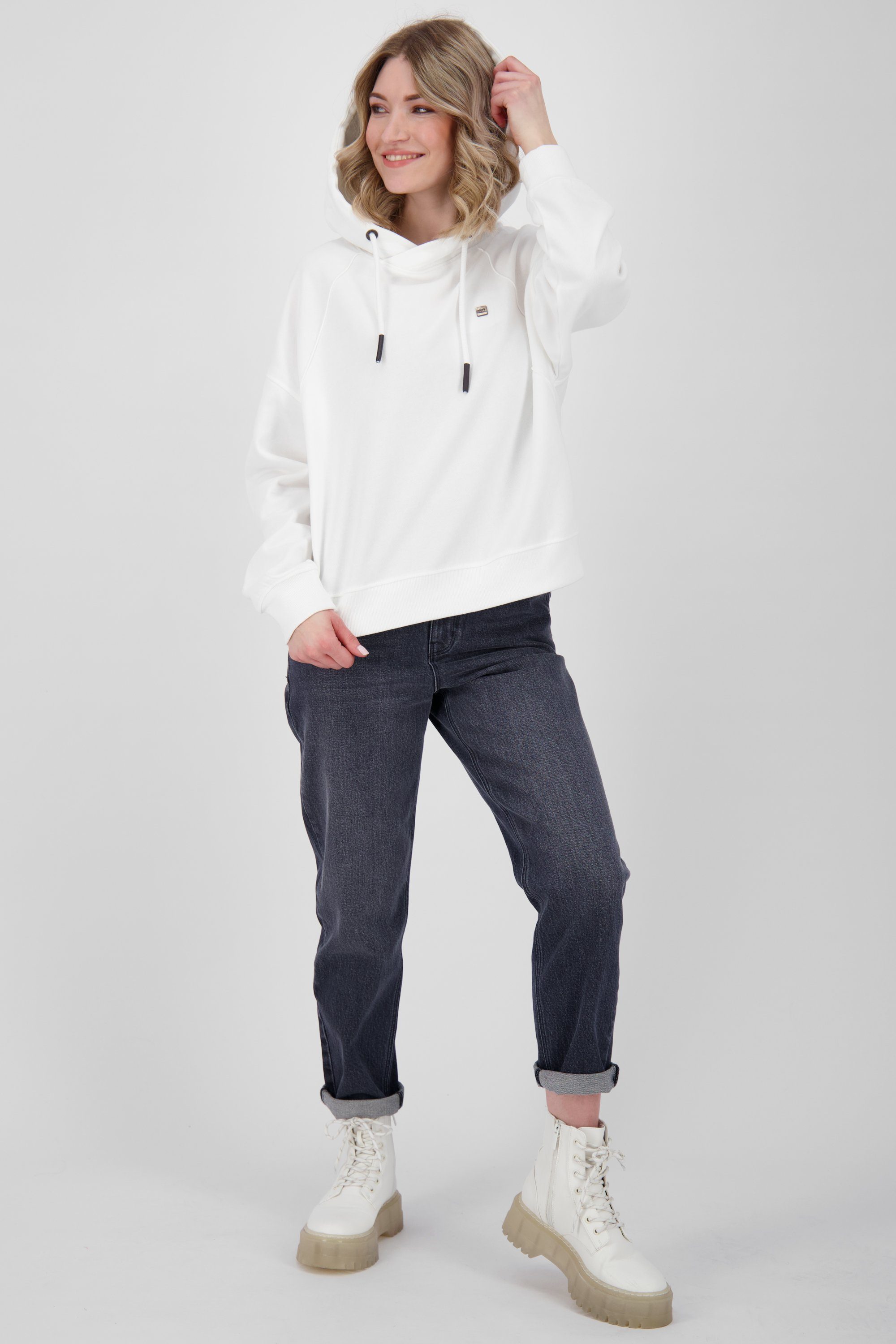 Sweatshirt Kickin & Sweat JessyAK Damen Kapuzensweatshirt B Alife Kapuzensweatshirt, white