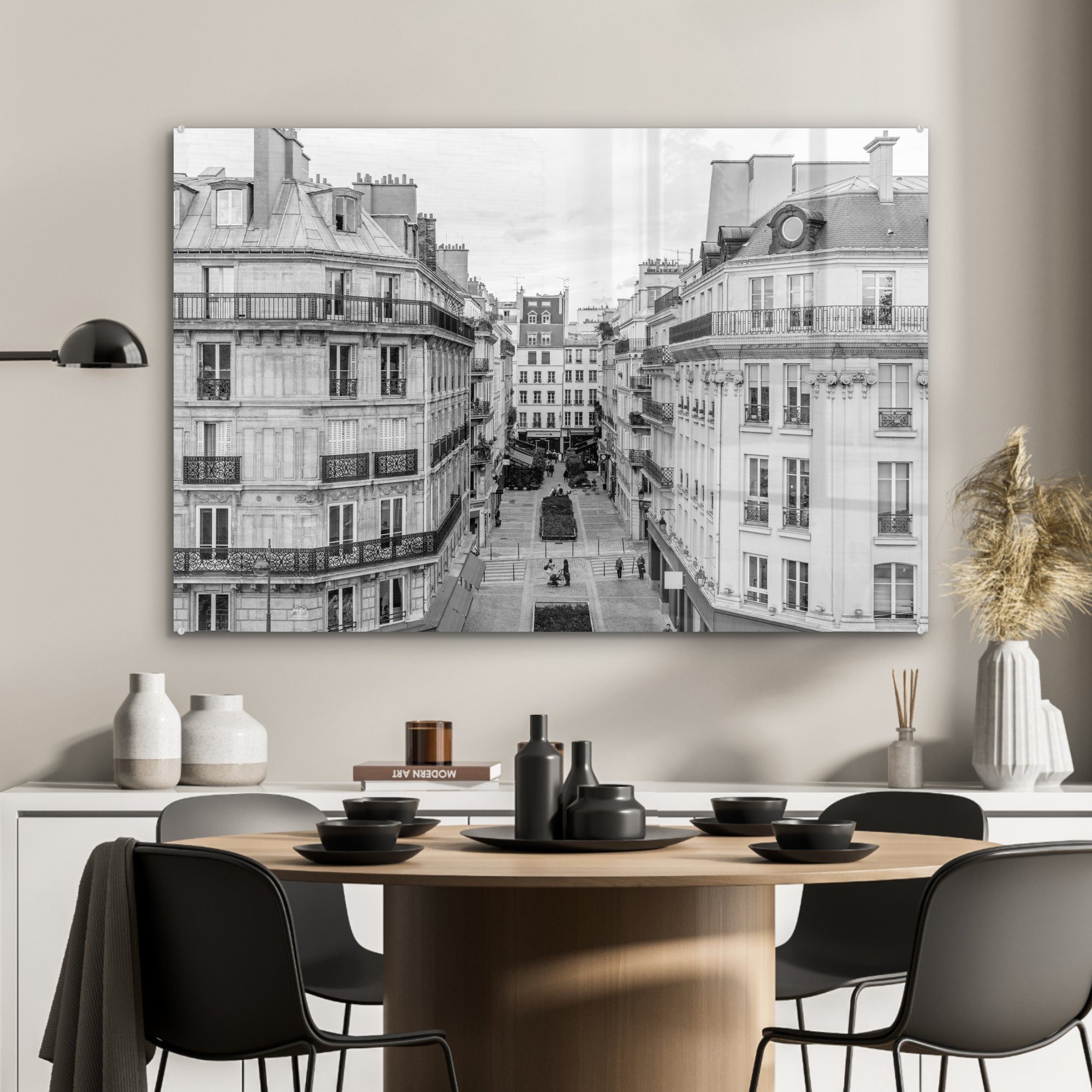 MuchoWow Acrylglasbild Wohnung - St), Paris - Schlafzimmer Frankreich Alt, & Acrylglasbilder - (1 Wohnzimmer