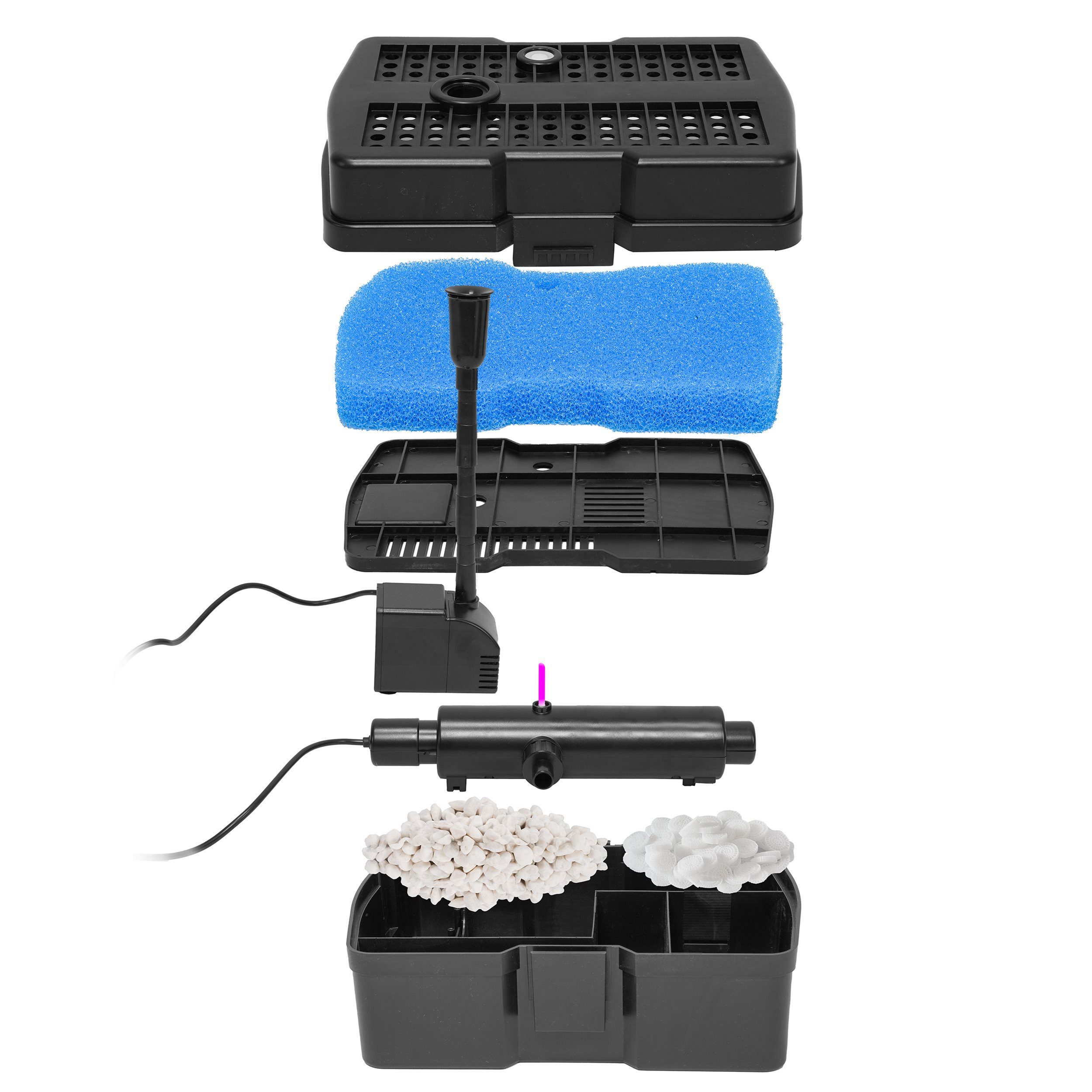 esotec Teichfilter 12/800 Solar UV-Unterwasserfilter-Set + 4Ah Li-Ion-Akkuspeicher 101204 (Komplettset)