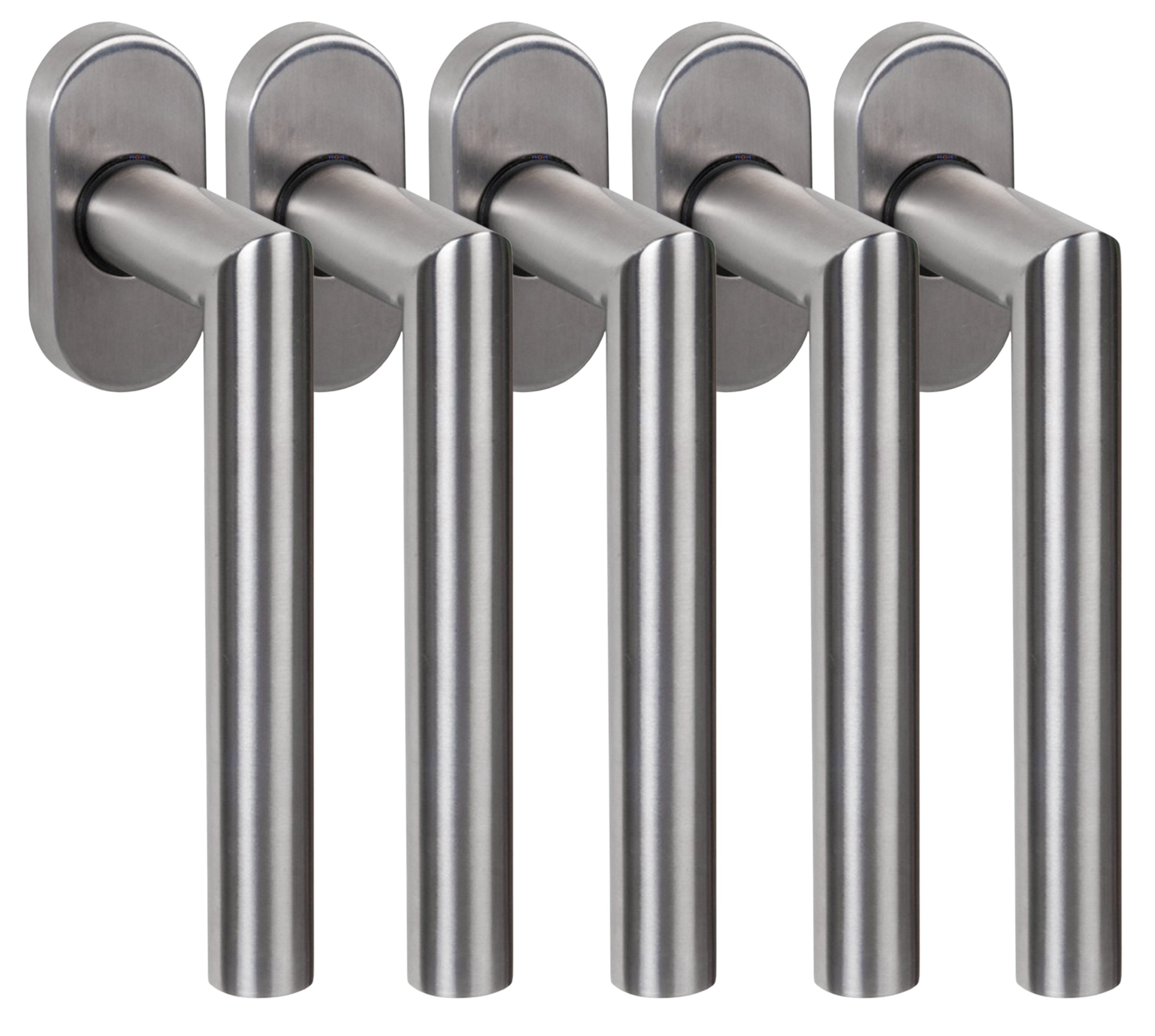 Fenstergriff Edelstahl Fenstergriff FG 4 L-Form V2A verschiedene Sets, 5 x Fenstergriff FG-4, L: 13 cm, rostfreies Material