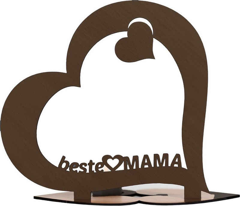 LEON FOLIEN Dekofigur LED Beste Mama Led Muttertagsgeschenk Teelichthalter Schwarz #27