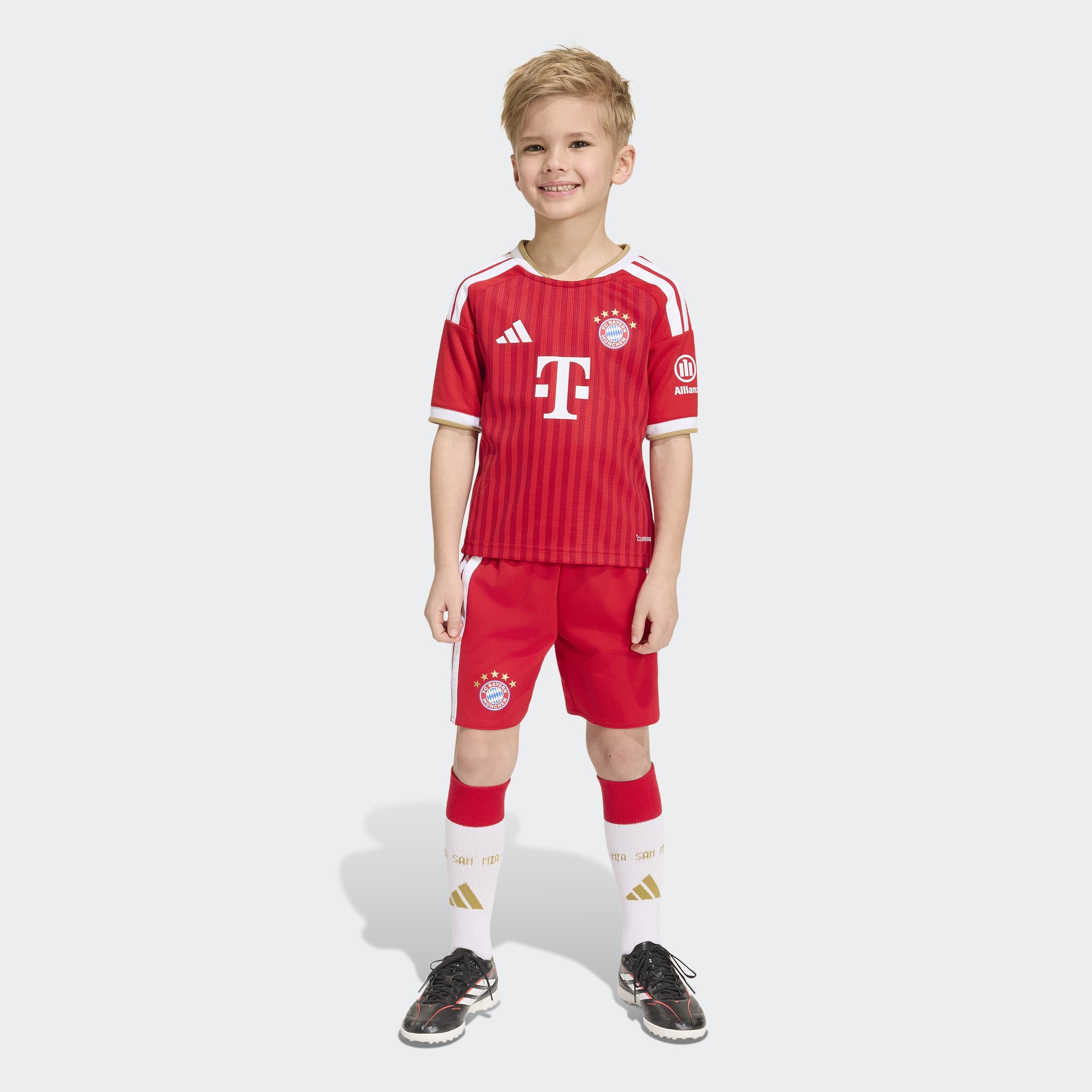 adidas Performance Trainingsanzug FCB H MINI (2-tlg), für junge Fußballfans, mit regulärem Schnitt, zweiteiliges Set