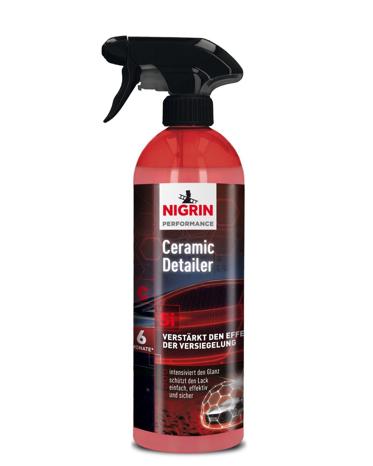 NIGRIN Ceramic Detailer Spray 750ml Lack-Pflege Keramik Lackschutz (1 St., 1x Performance Ceramic Detailer 750ml), Versiegelung Lack-Glanz Detailer Abperleffekt Schutzwirkung Lackglanz