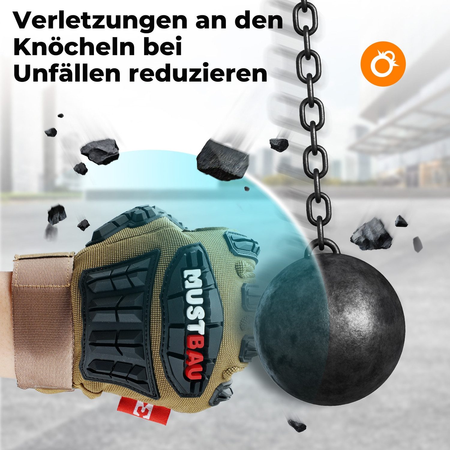 Mustbau Arbeitshandschuhe Sicherheitshandschuhe Mechanikerhandschuhe, Schlaghandschuhe