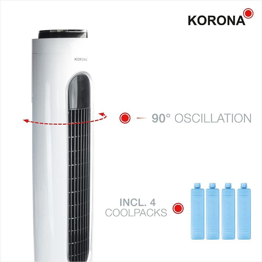 KORONA Turmventilator 81503, 4in1 Säulenventilator, Ventilator, Luftbefeuchter, inkl. Kühlpacks