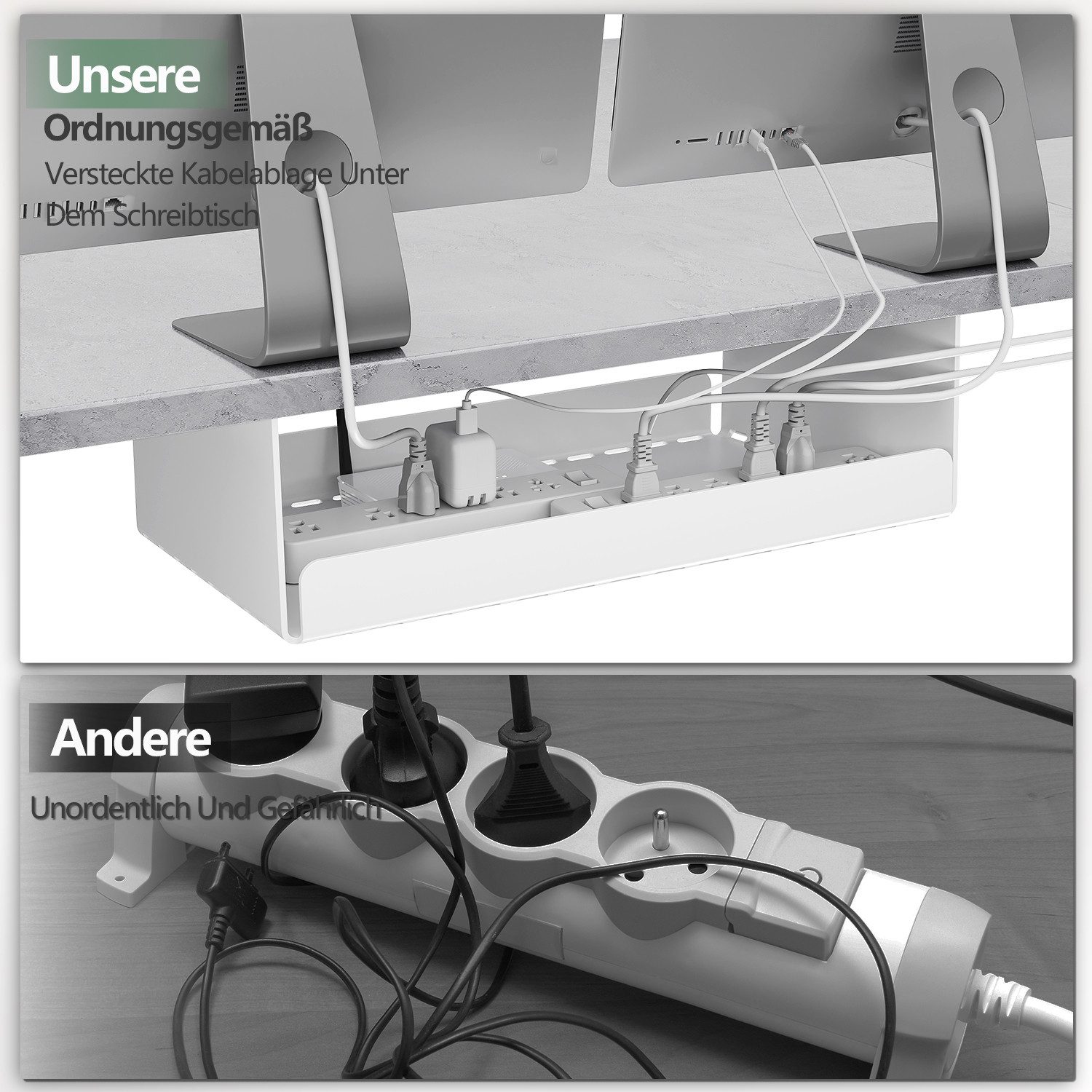 HOMALL Schreibtisch Höhenverstellbar mit 3-Buchsen und 2-USB-Ports mit kabellosem Laden (Verbreiterter Desktop 140*70cm 160/180*80cm, mit Kabelaufbewahrungsbox)