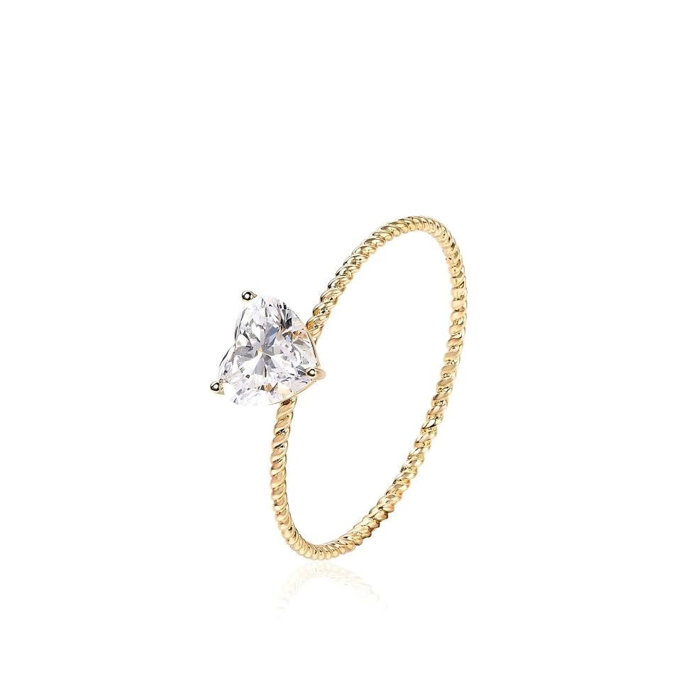 Jumpeak Diamantring Diamantring Herzform 1ct,Kordel Band,Krappenfassung,D,VS1,2EX,Gelbgold, 14K Gold Herz Ring,Lab Diamant,Verlobung Damen,Geburtstag Geschenk