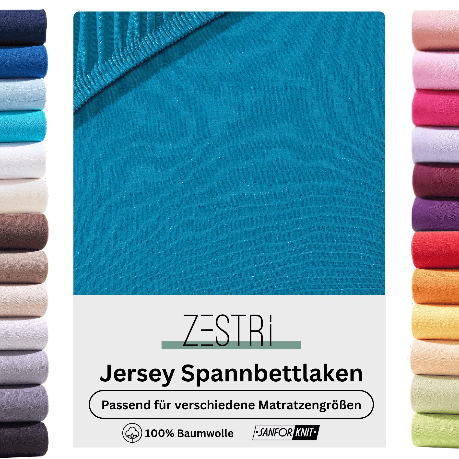 Zestri Spannbettlaken Jersey für normale Matratzen, Boxspringbett, Wasserbe günstig online kaufen