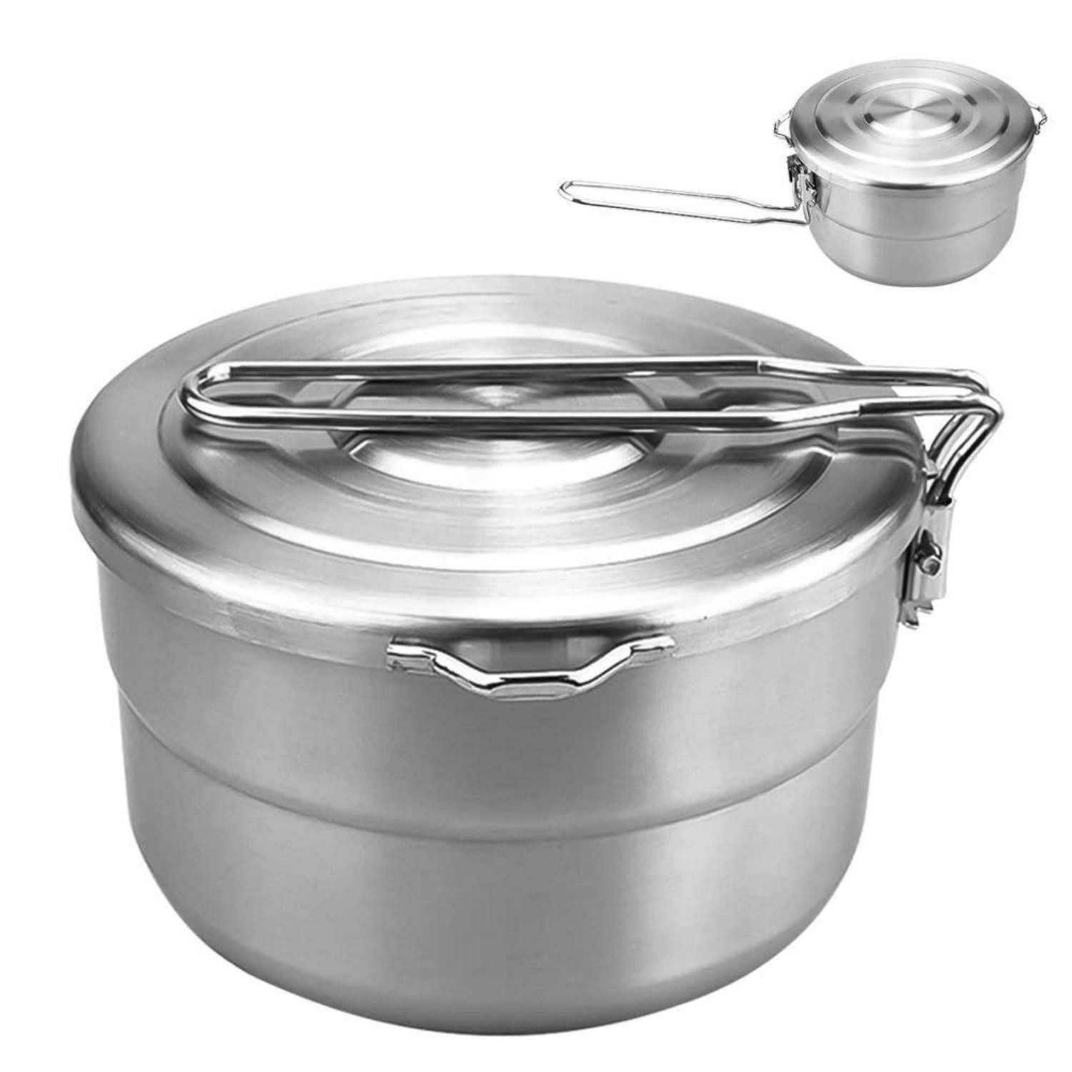LuxusKollektion Campinglöffel Camping Kochgeschirr Edelstahl 1.5L 2-3P