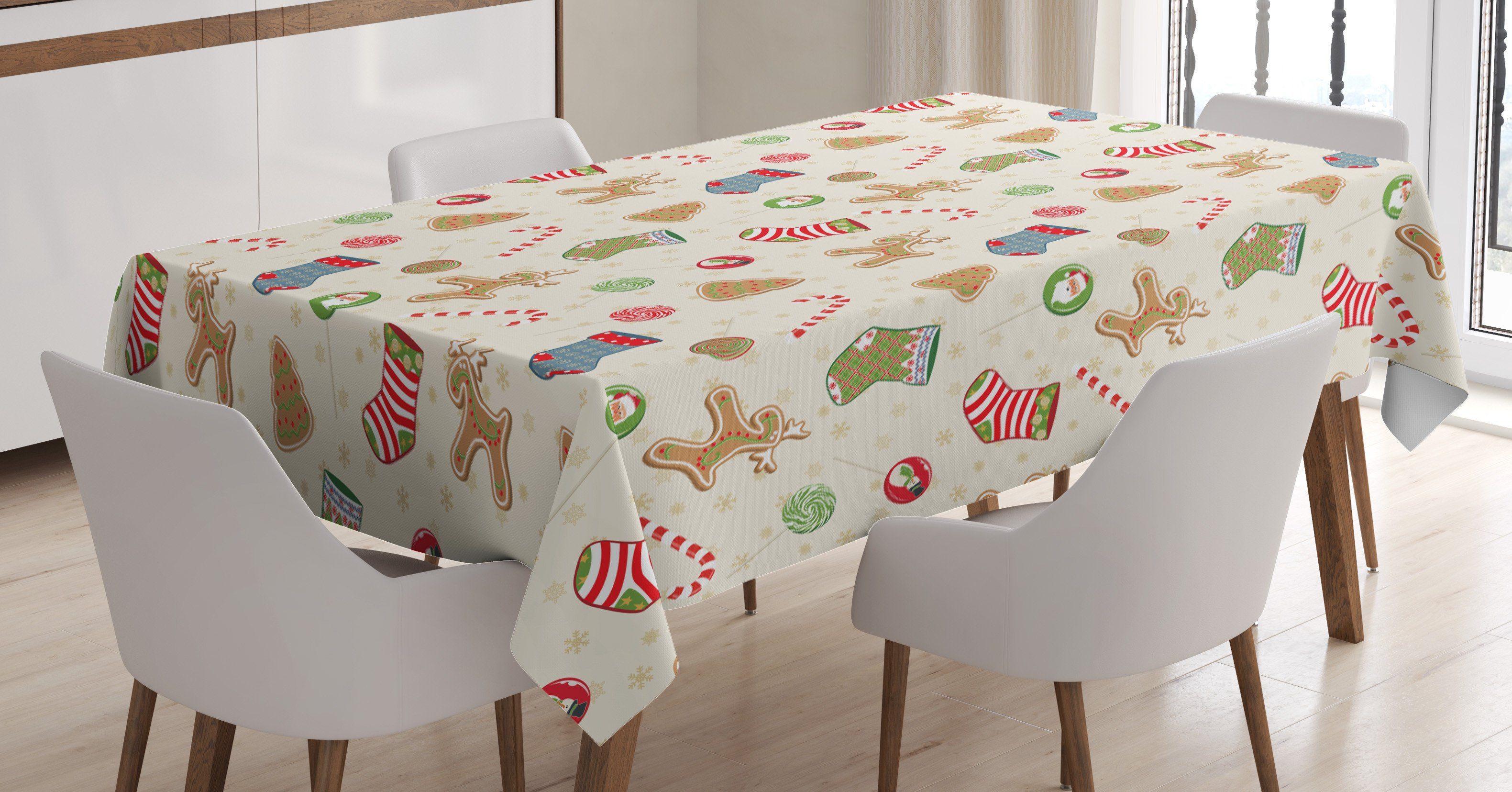 Weihnachten Außen den Farben, Tischdecke Für geeignet Abakuhaus traditionelle Bereich Klare Farbfest Süßigkeiten Waschbar
