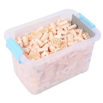 Katara Konstruktionsspielsteine Bausteine Box-Set mit 520 Steinen + Platte + Box, (3er Set), Creme -Weiß, 100% Kompatibel Sluban, Papimax, Q-Bricks, LEGO®