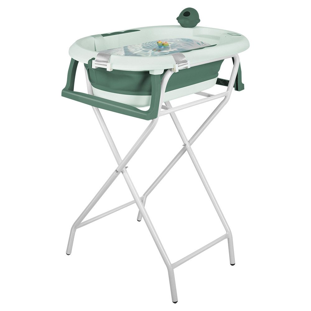 JEOBEST Babybadewanne Baby Pflegeset für Neugeborene, Baby Badewanne mit Ständer, Thermometer, Badematte & Ablaufsystem