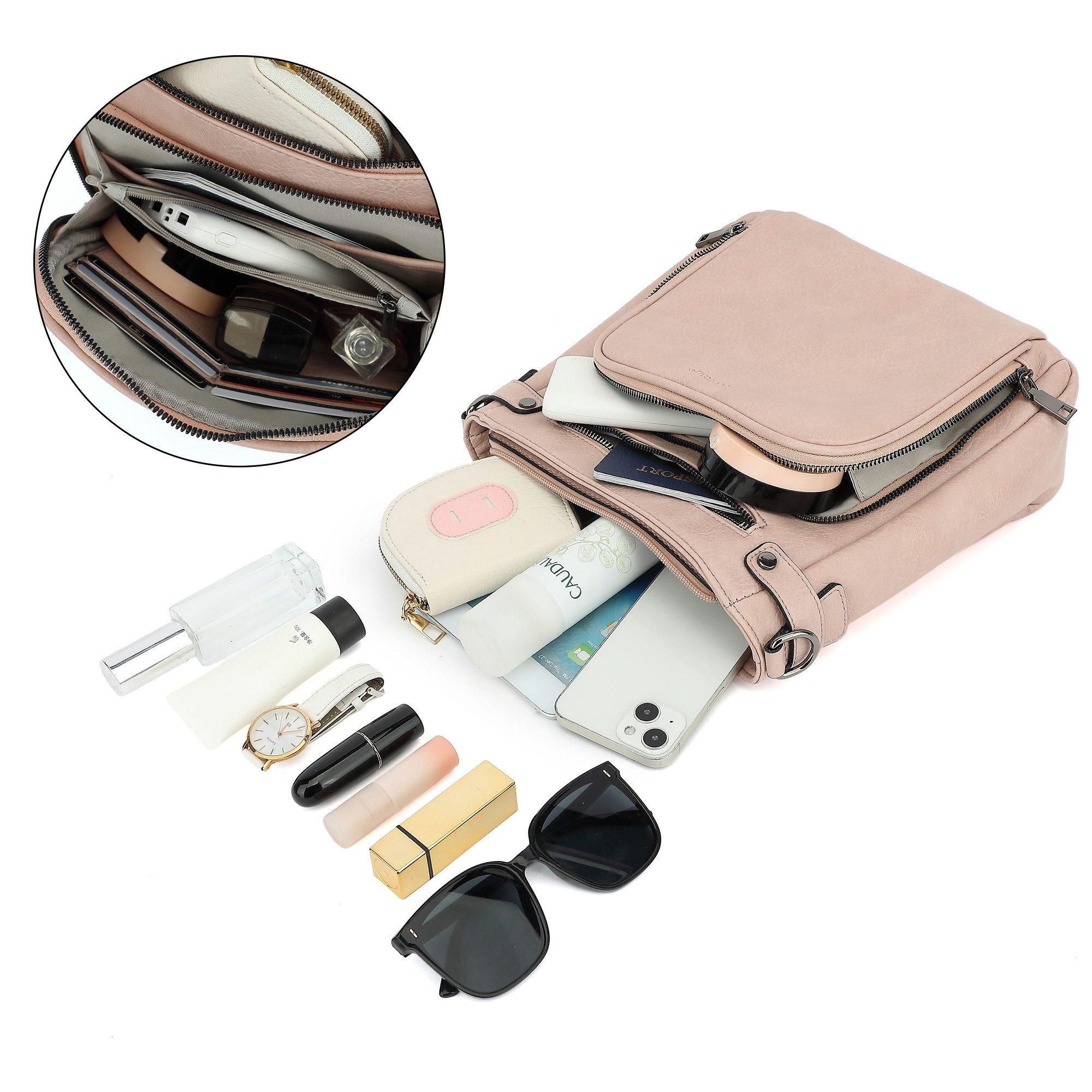 TAN.TOMI Schultertasche Handtasche damen mittelgroß Umhängetaschen crossbody bag, Retro leder PU damentaschen mit breitem gurt handtaschen