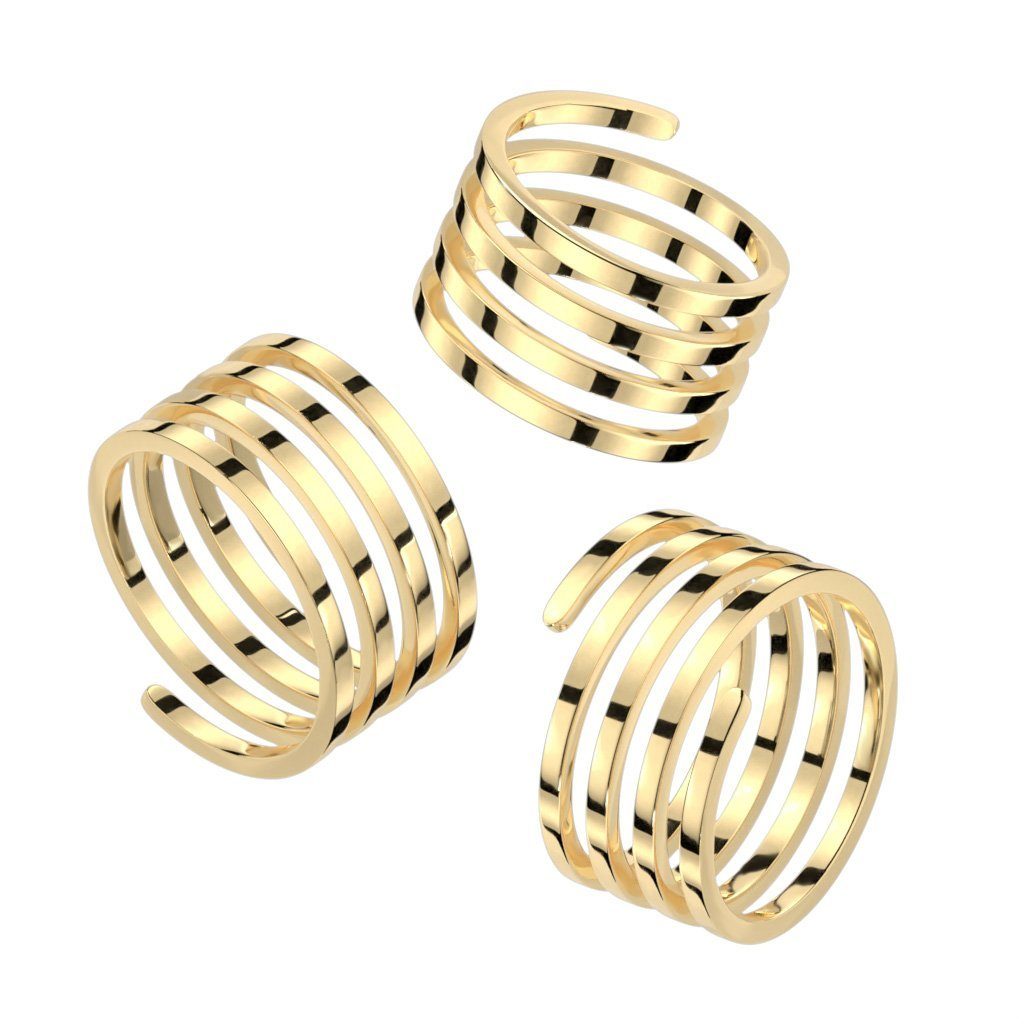goldfarben Mädchen (Ring, Damen aus Spirale für 1-tlg), BUNGSA Edelstahl Ring Frauen Fingerring