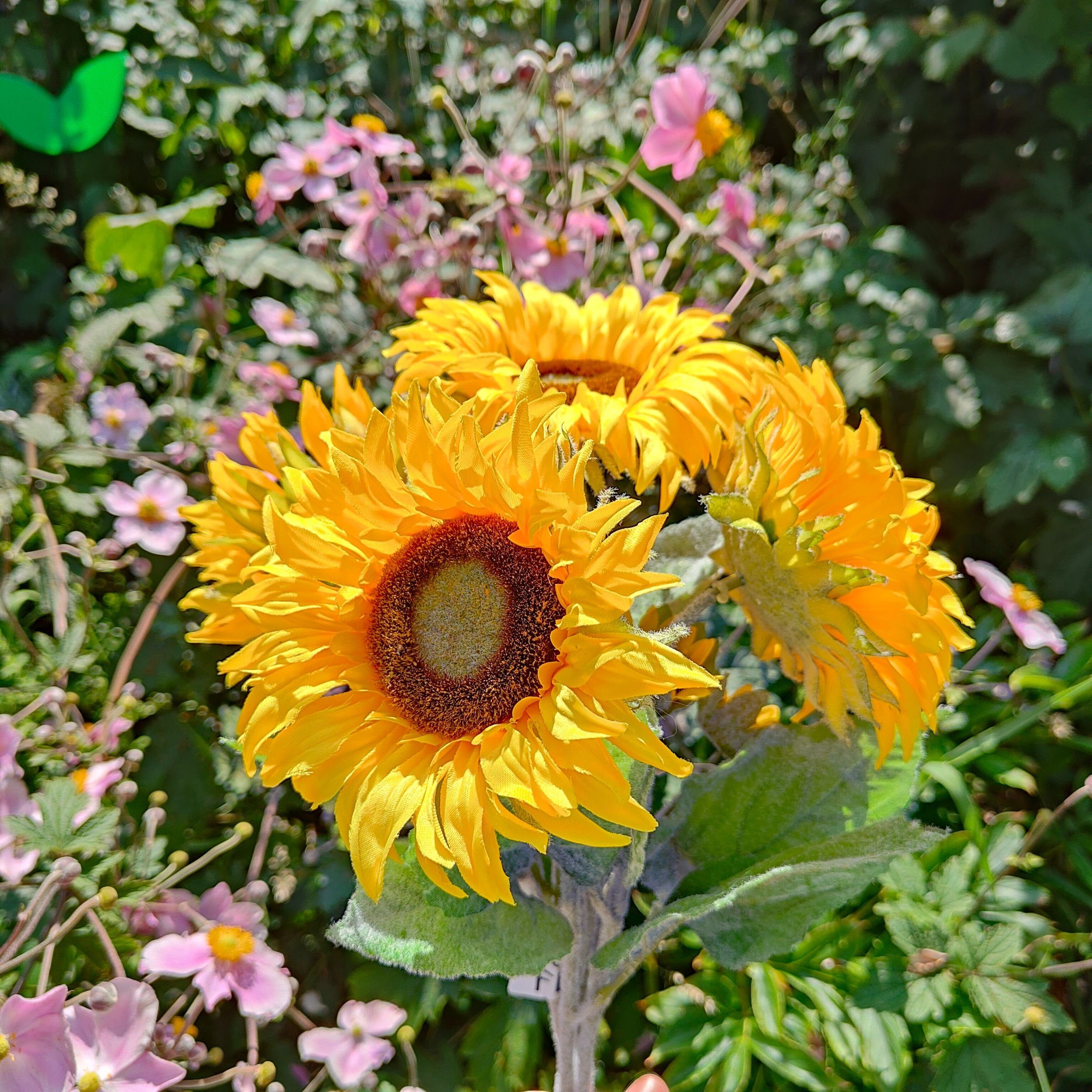 Kunstblume Künstliche Sonnenblume Gelb cm, Grün Geflockt DekoTown 41