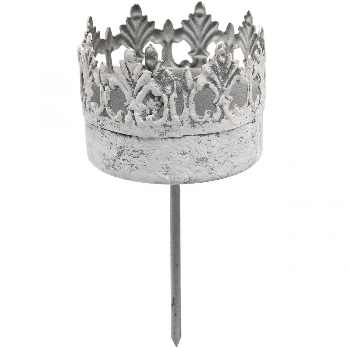 Posiwio Kerzenhalter Metallischer Kronen-Kerzenstecker für Adventsdeko, 4 Stück