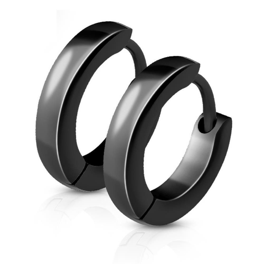 Creolen-Set Schwarz - Creolen schmal aus Edelstahl Damen