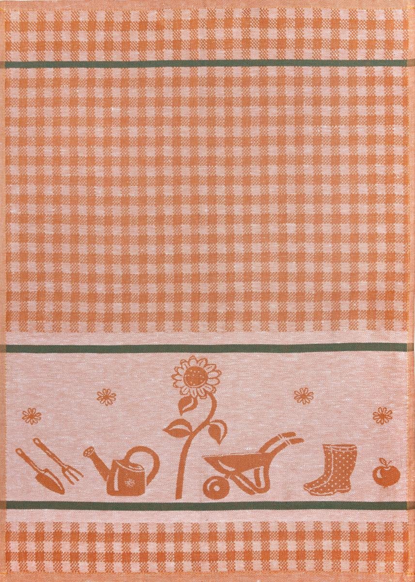 Orange Gartenarbeit, 3-tlg., 3er (3 50x70cm, Geschirrtuch Geschirrtücher Kracht Pack Set), ca. (Set, Halbleinen Stück), Jacquard