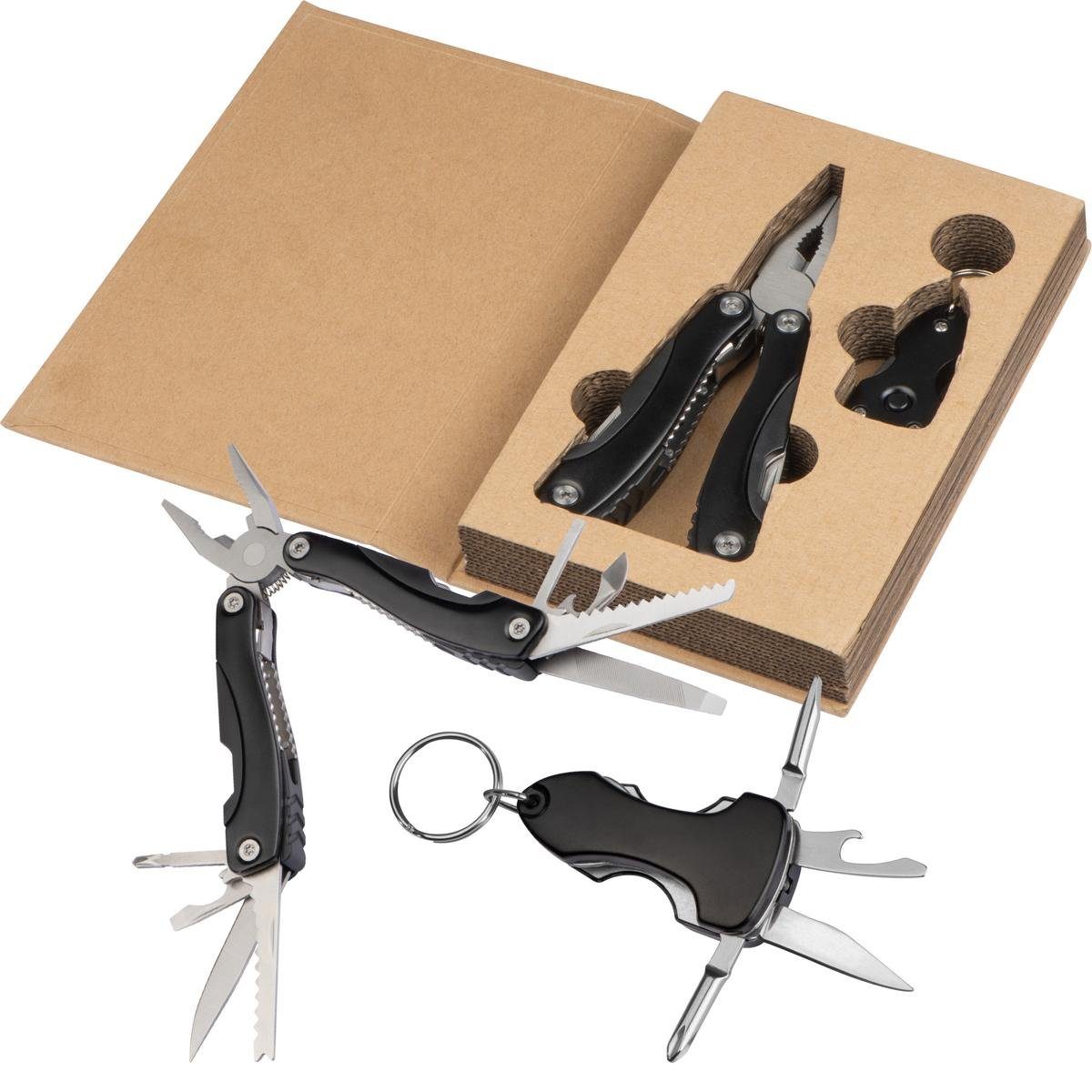 Livepac Office Schlüsselanhänger Werkzeugset bestehend aus Multitool mit Taschenmesser, Zange, Feile .