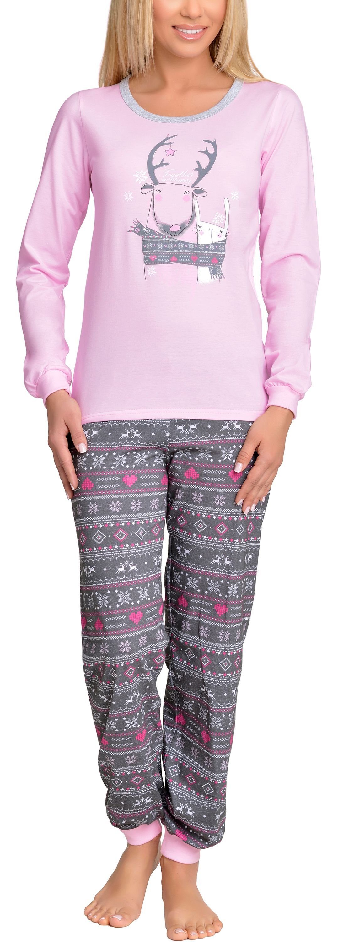 Merry Style Schlafanzug MSTR867 Rosa/Graphite Damen Schlafanzug