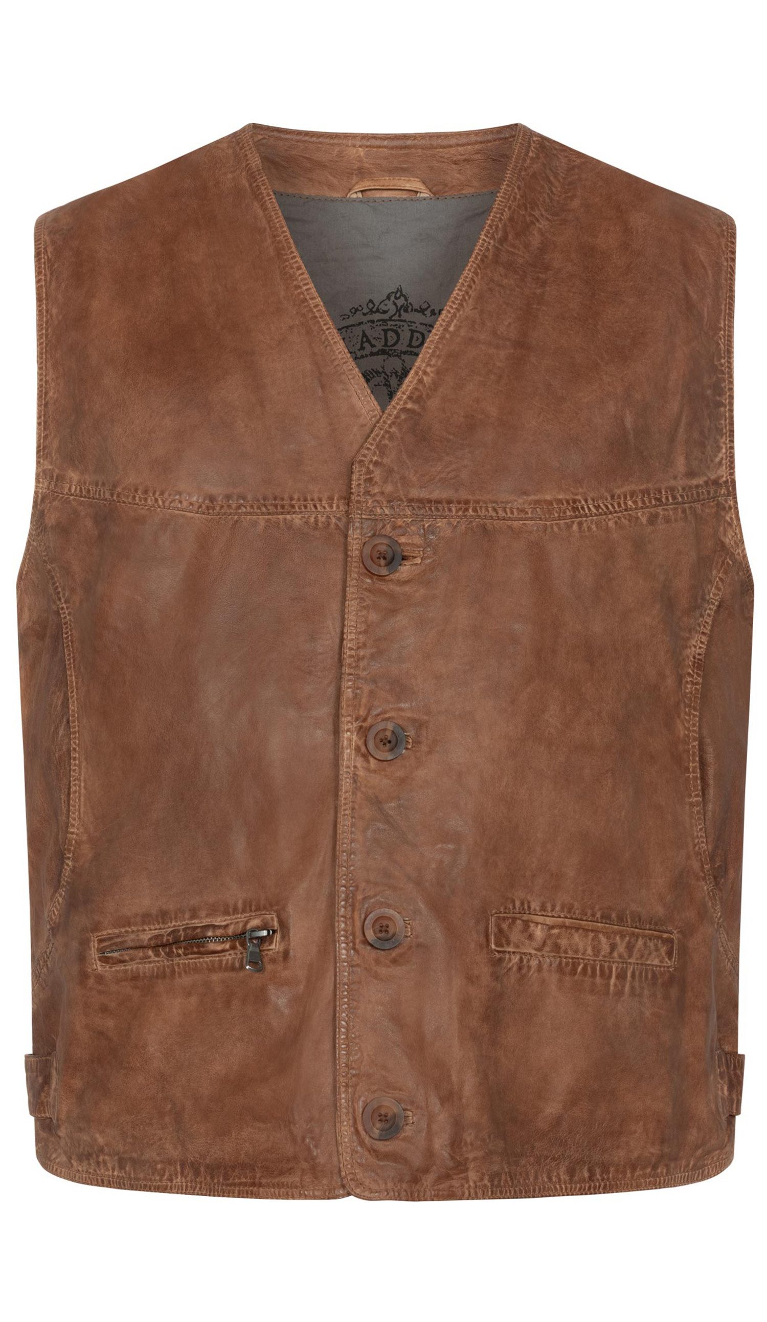 Lederjacke Lederweste Georgio in Cognac von Maddox