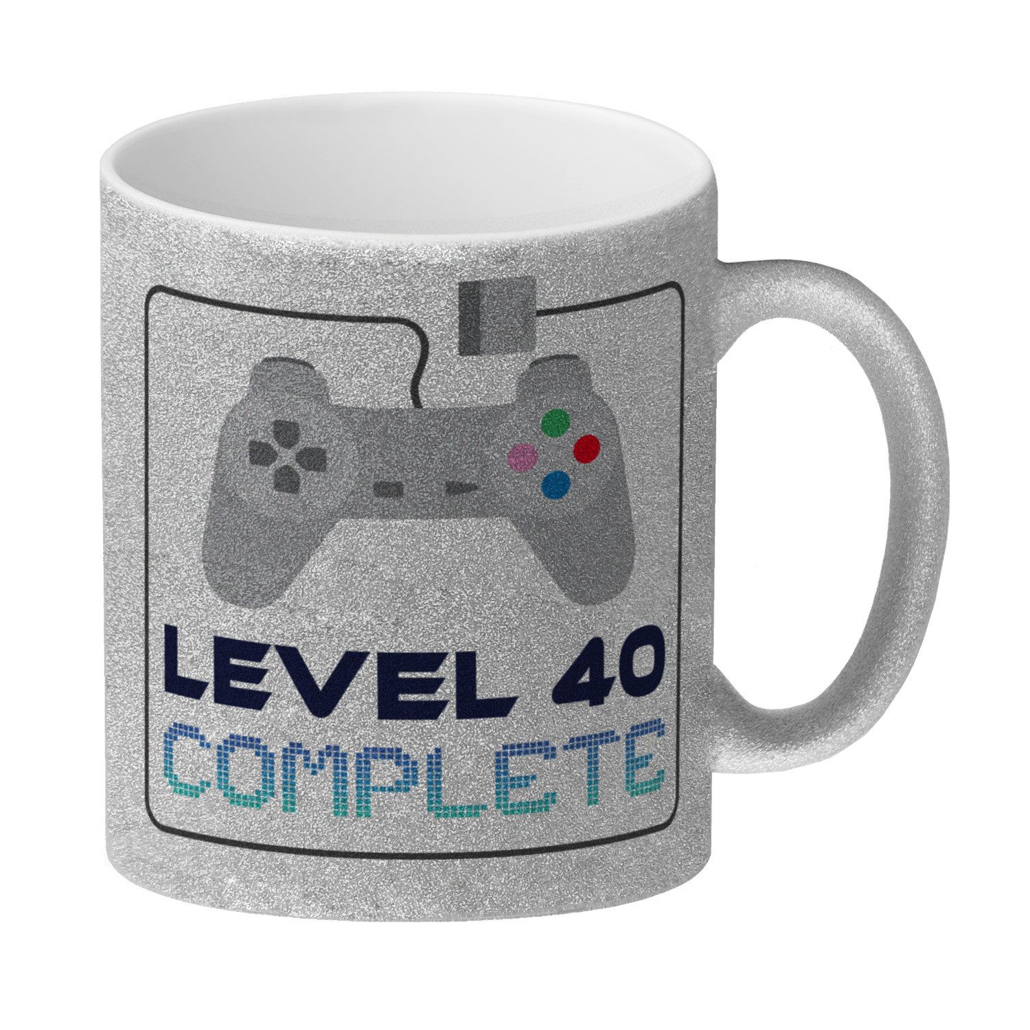 speecheese Tasse 40. Geburtstag GlitzerKaffeebecher mit lustigem