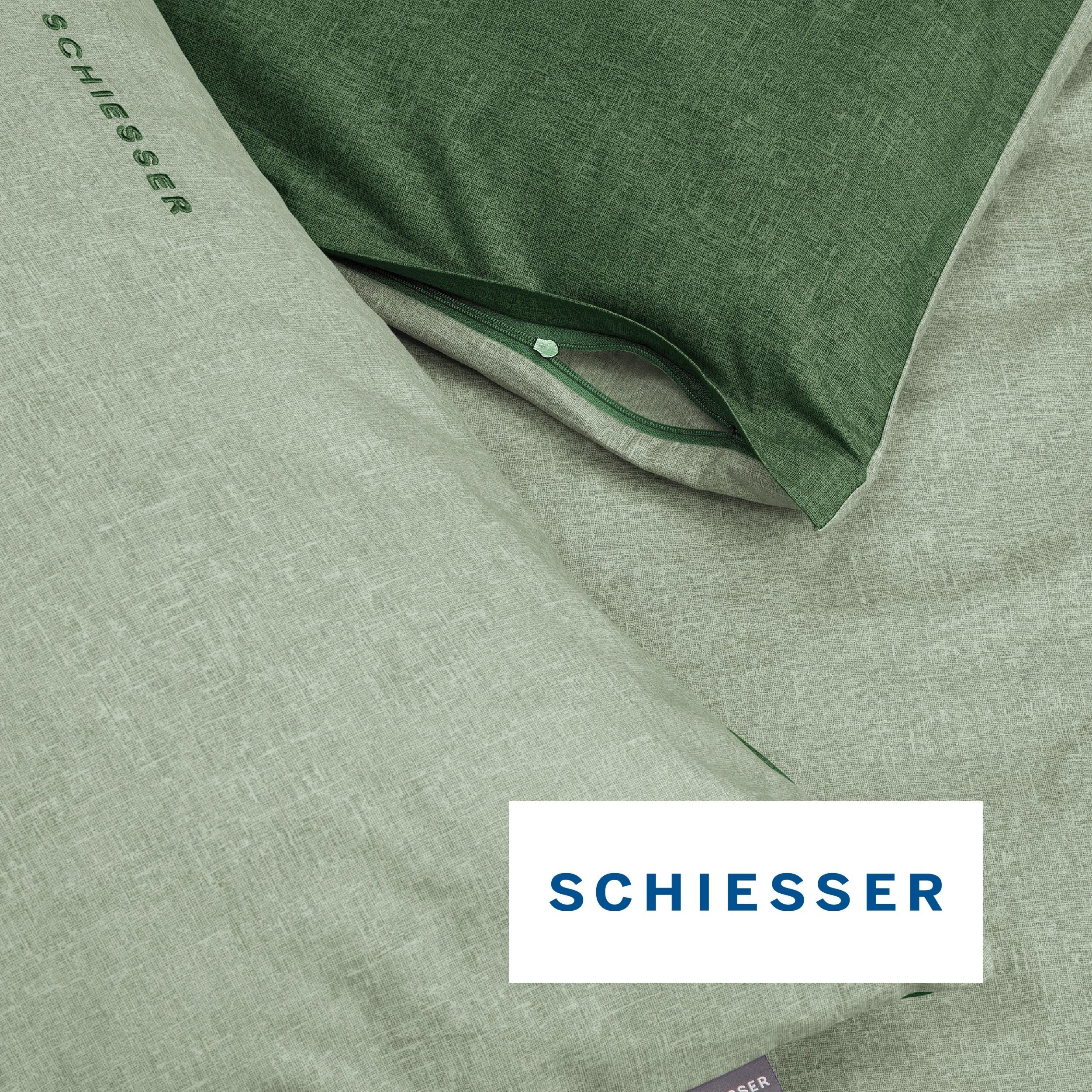 Schiesser Wendebettwäsche Doubleface aus weicher Baumwolle mit edlem Melangeeffekt, Renforcé, 2 teilig, ab Größe 135x200 cm erhältlich, OEKO-TEX® MADE IN GREEN – Bild 4 von 5