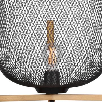 etc-shop Stehlampe, Leuchtmittel nicht inklusive, Stehleuchte Standlampe Wohnzimmerleuchte E27 Holz braun Metallgitter