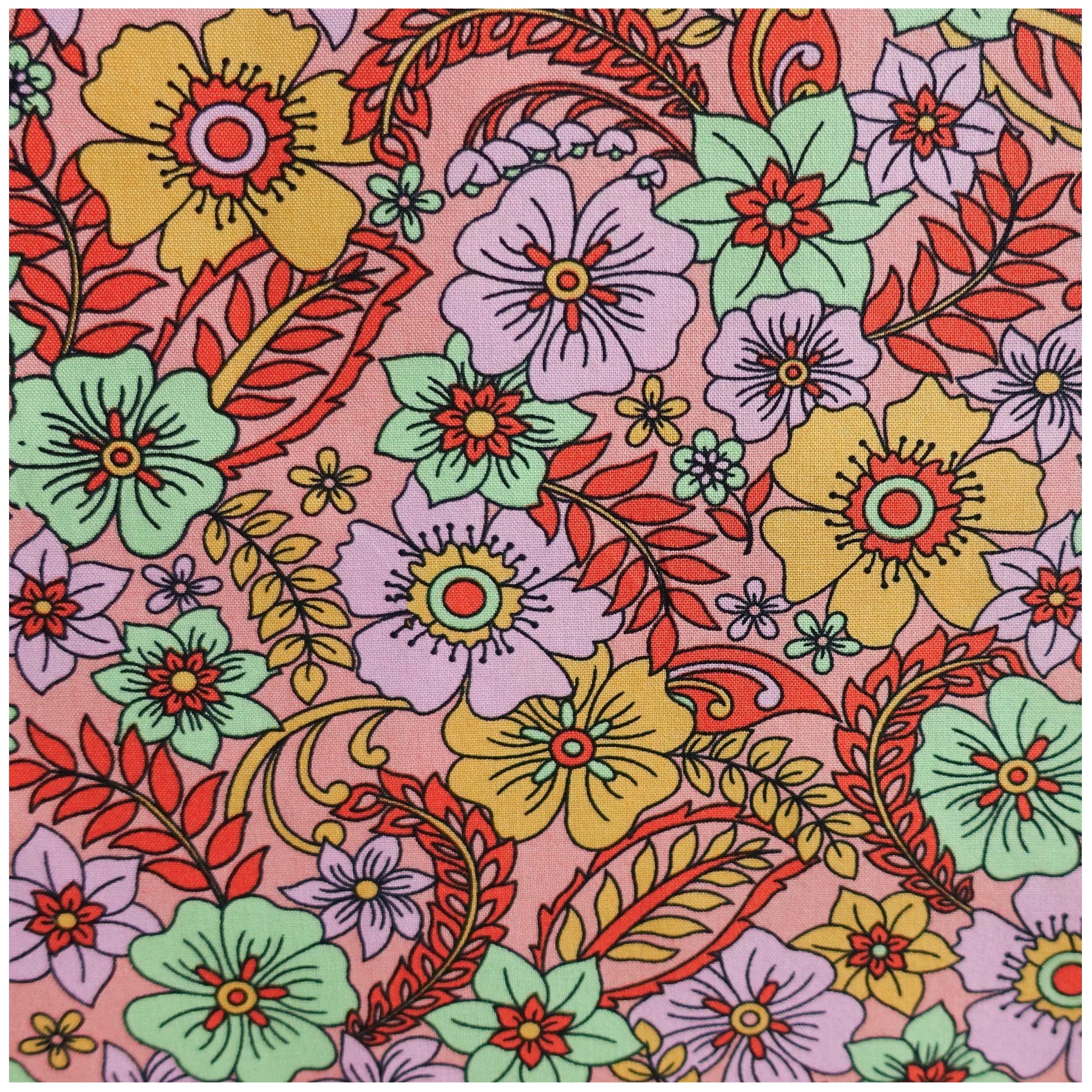 maDDma Stoff Baumwoll-Stoff Blumen ab 1m x 148 cm Sommerstoff Stoff Baumwolle, pfirsich