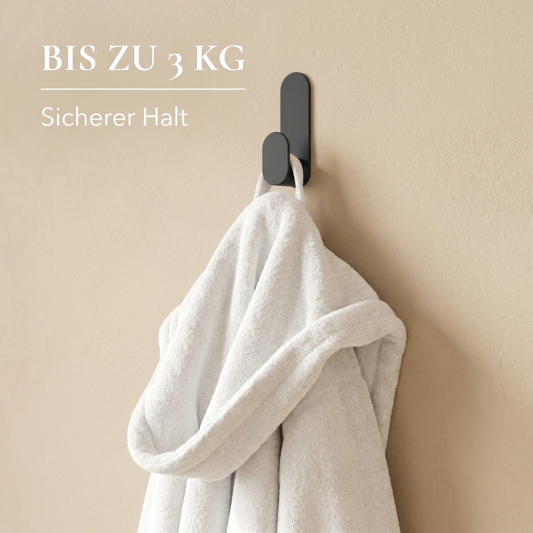 DEKAZIA Deckenhaken selbstklebend, Handtuchhaken, Klebehaken ohne Bohren mit Klebepads, Flur, Schlafzimmer, Bad, Garderobe, Wohnzimmer, Toilette, Küche, WC, Badezimmer, Esszimmer, (4er Set, 4 Stück), ohne Bohren, rostfei, zum Kleben, mattes Finish, 2 Farben