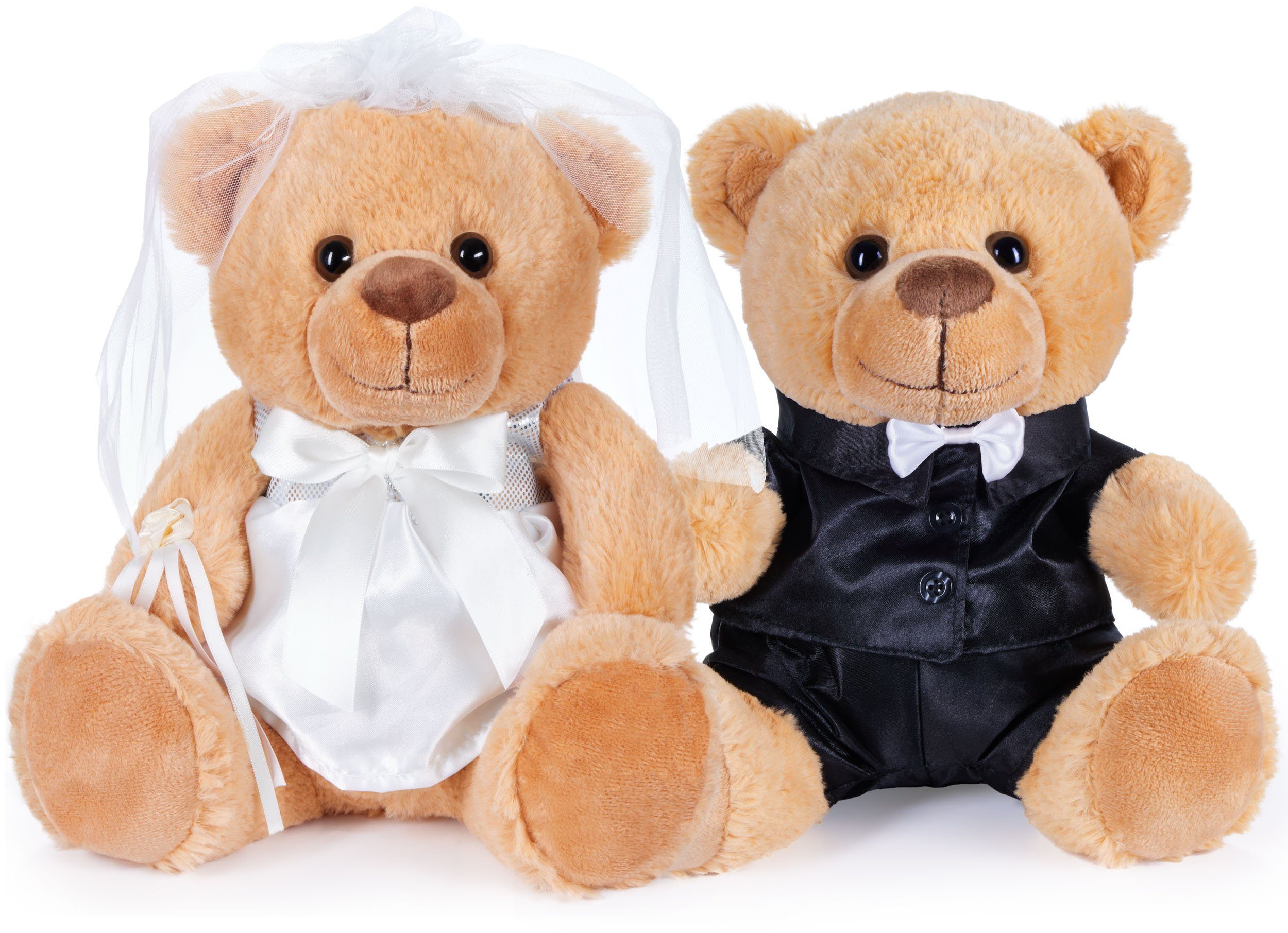 Braut für für Anzug Kuscheltier BRUBAKER Brautkleid), 25 Teddy - Geschenk Set und mit und Kuscheltiere Bräutigam und Verlobung (Hochzeitsgeschenk cm Hochzeitspaar Teddybär Brautpaar, Hochzeit 1-St.,