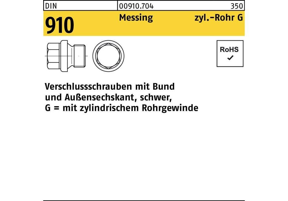 G Messing Verschlußschraube A DIN 910 m.Bund/Außen-6-kant 1 Gewindeschraube