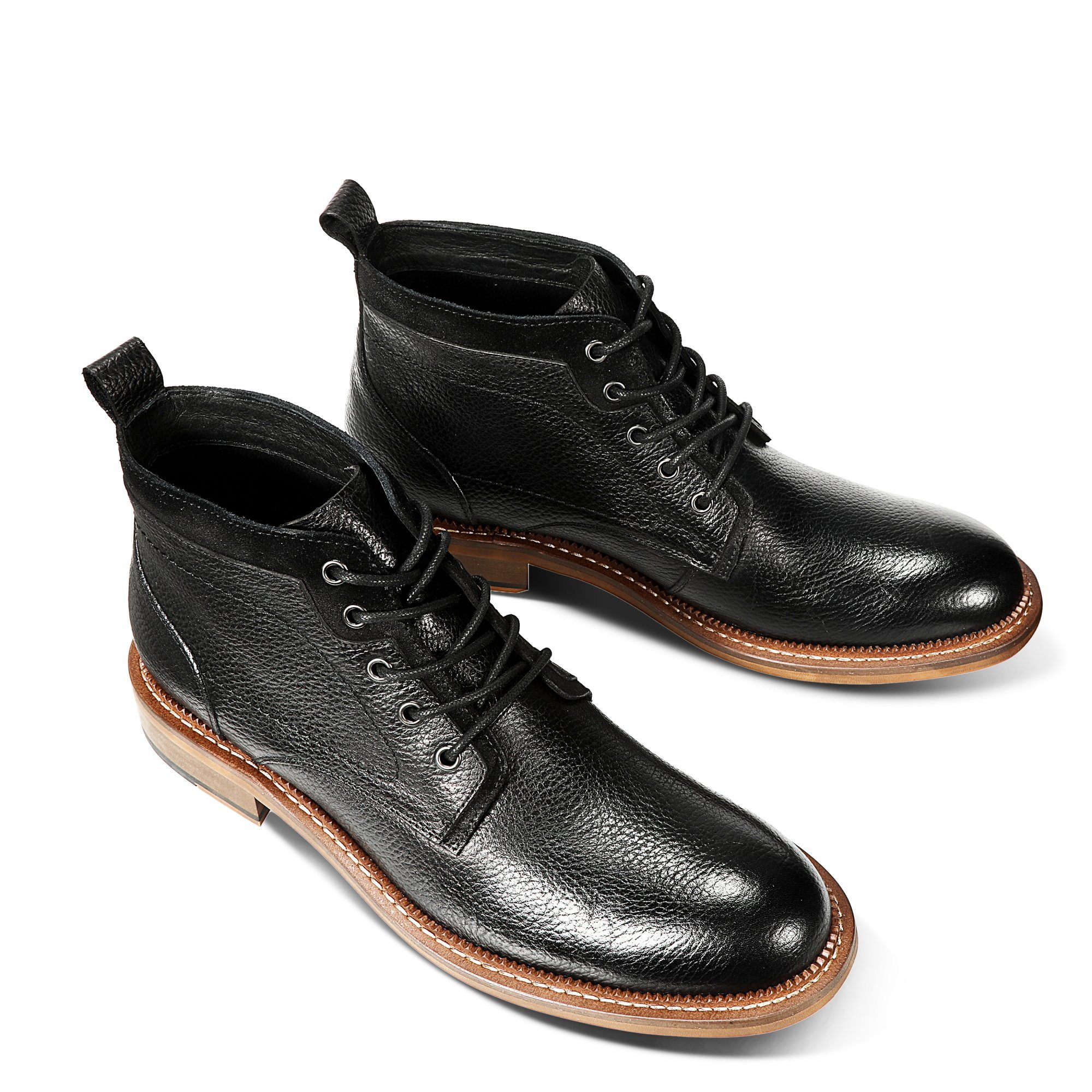 Allthemen Schnürstiefelette Herren Stiefeletten aus Rindsleder Klassische Schnürboots für Männer