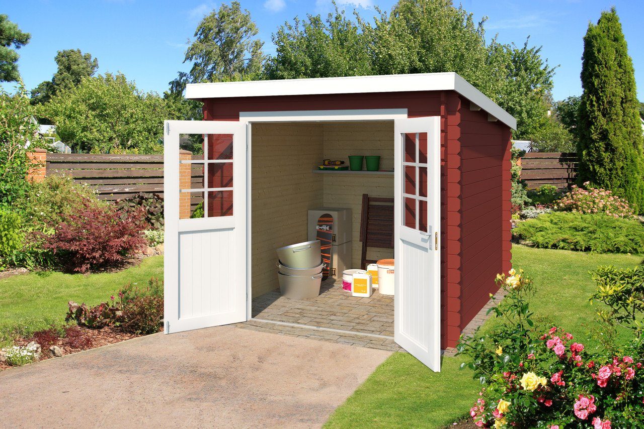 LASITA MAJA Gartenhaus Pultdach 3x2m klein Holz Indi 175 in 28mm Wandstärke, BxT: 230x175 cm, mit 18 mm Fußboden, mit Premium Dachbahn selbstklebend