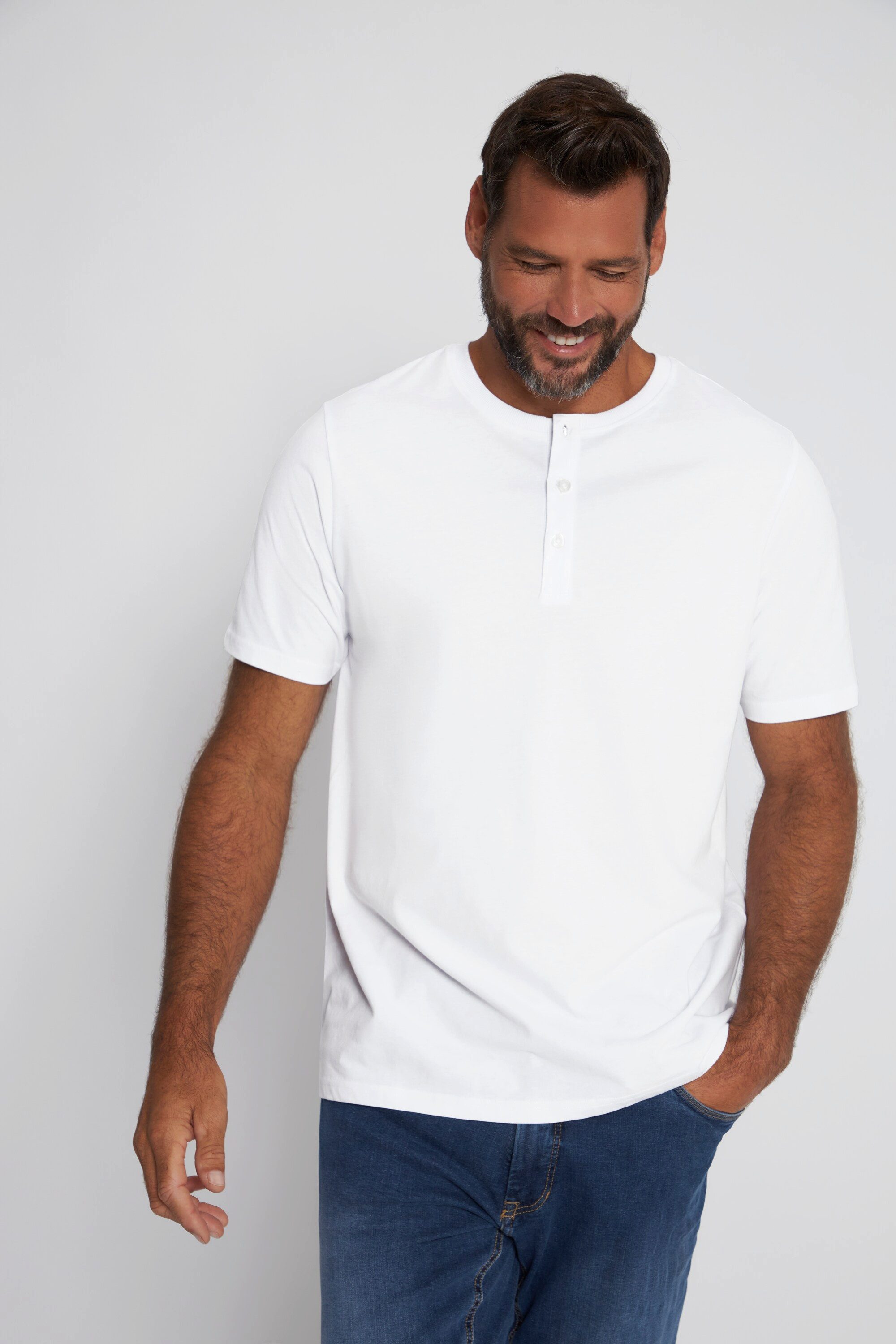 JP1880 T-Shirt JP1880 Henley Basic Knopfleiste Halbarm bis 7 XL günstig online kaufen